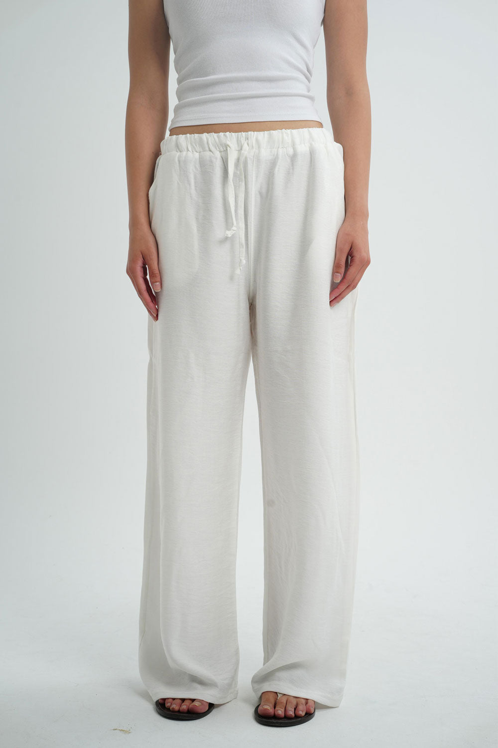 Baggy Linen Pants - White