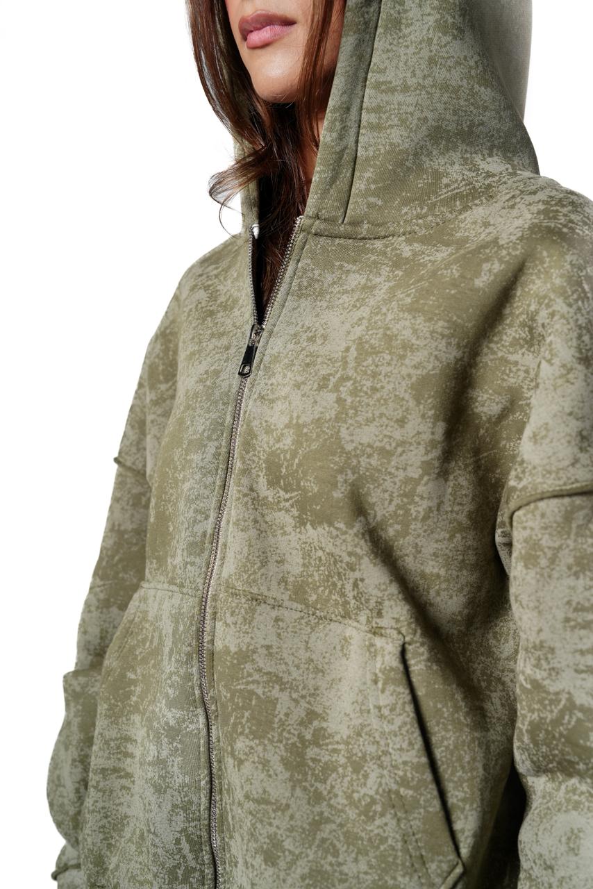 Cotton candy zip up - olive