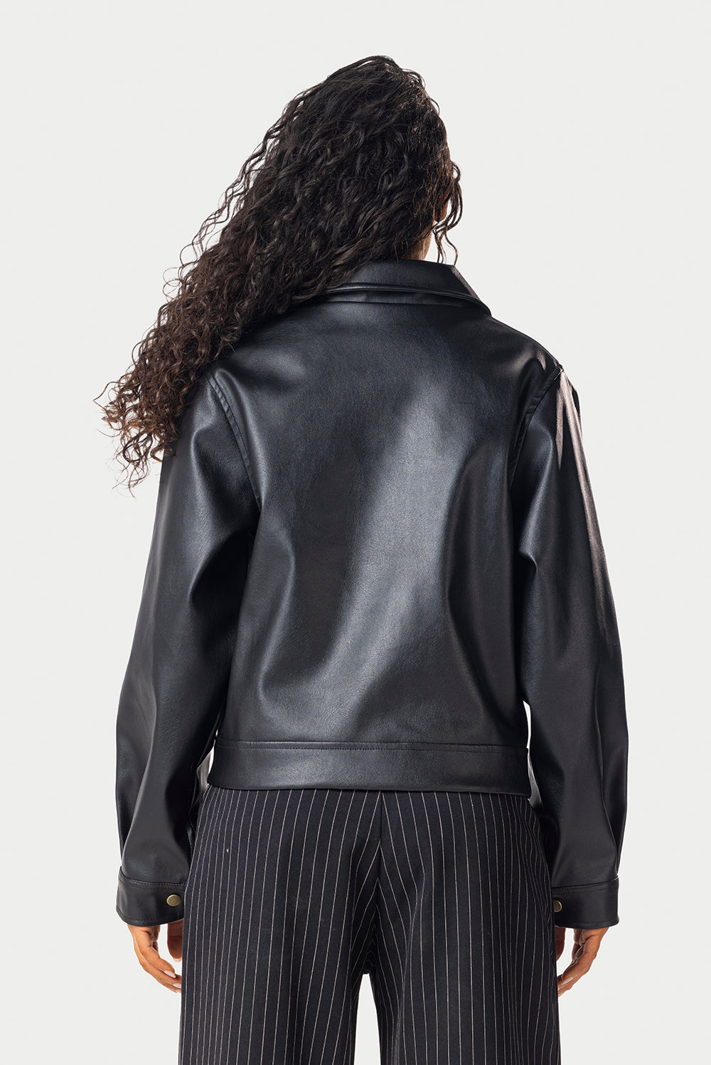 Cropped Leather Jacket – Black – photo 6