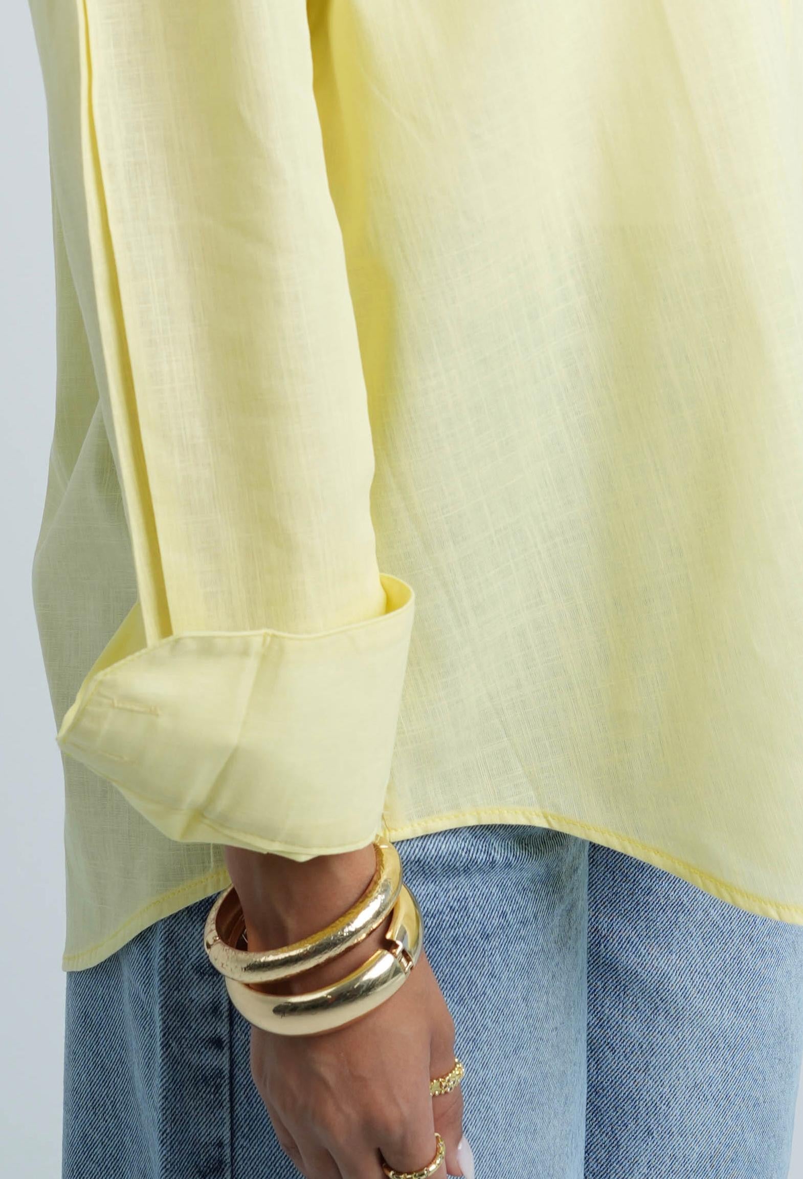 Long Sleeve Linen Shirt- Buttery Yellow