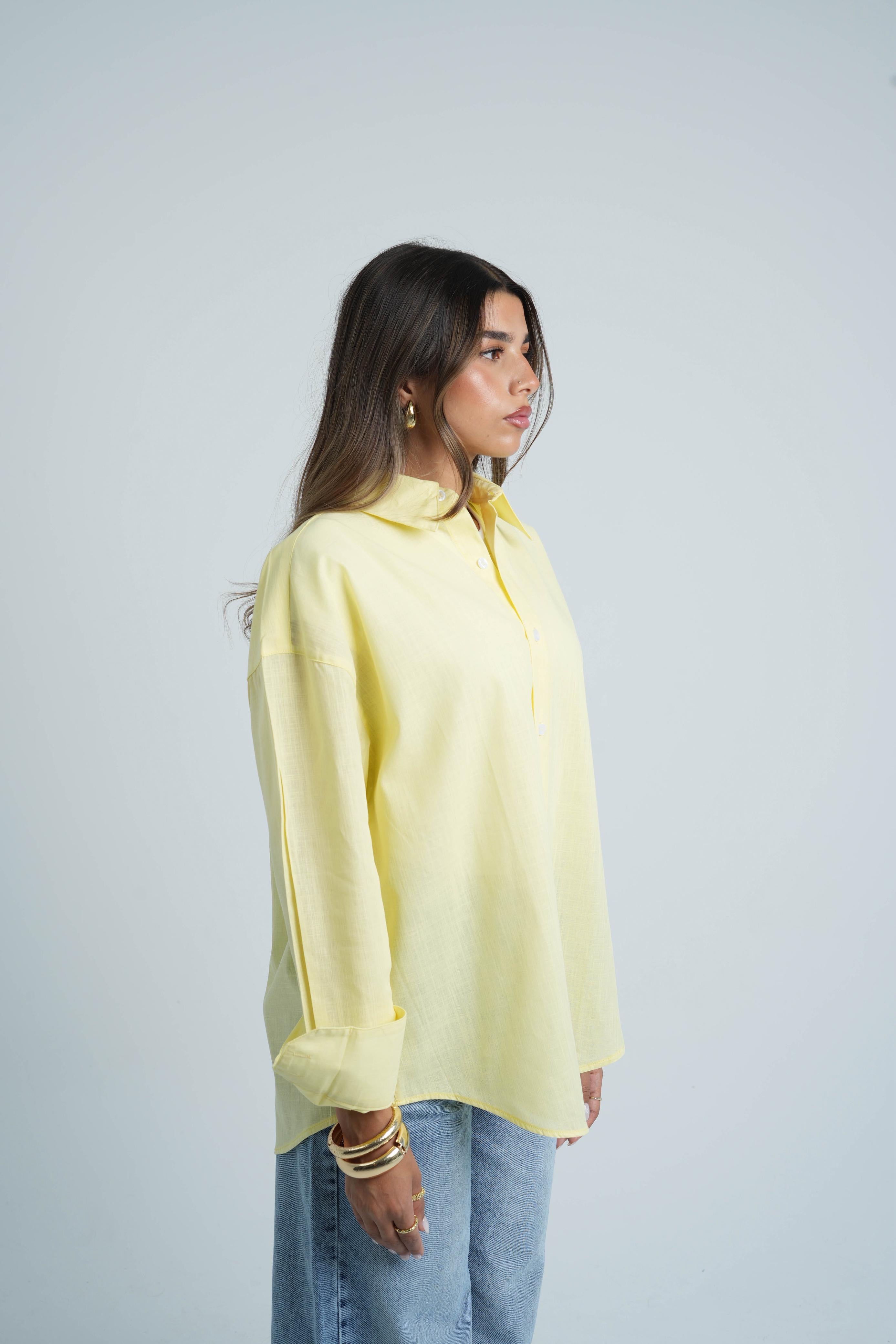 Long Sleeve Linen Shirt- Buttery Yellow