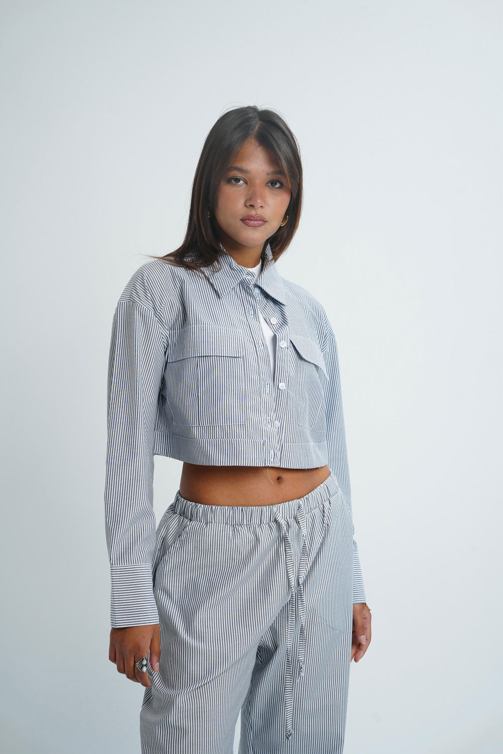 Cropped PJ Striped Grey Chemise
