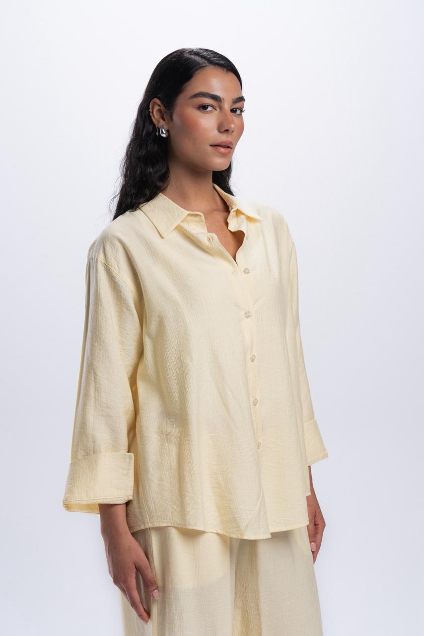Crinkle Linen Chemise - Butter Yellow