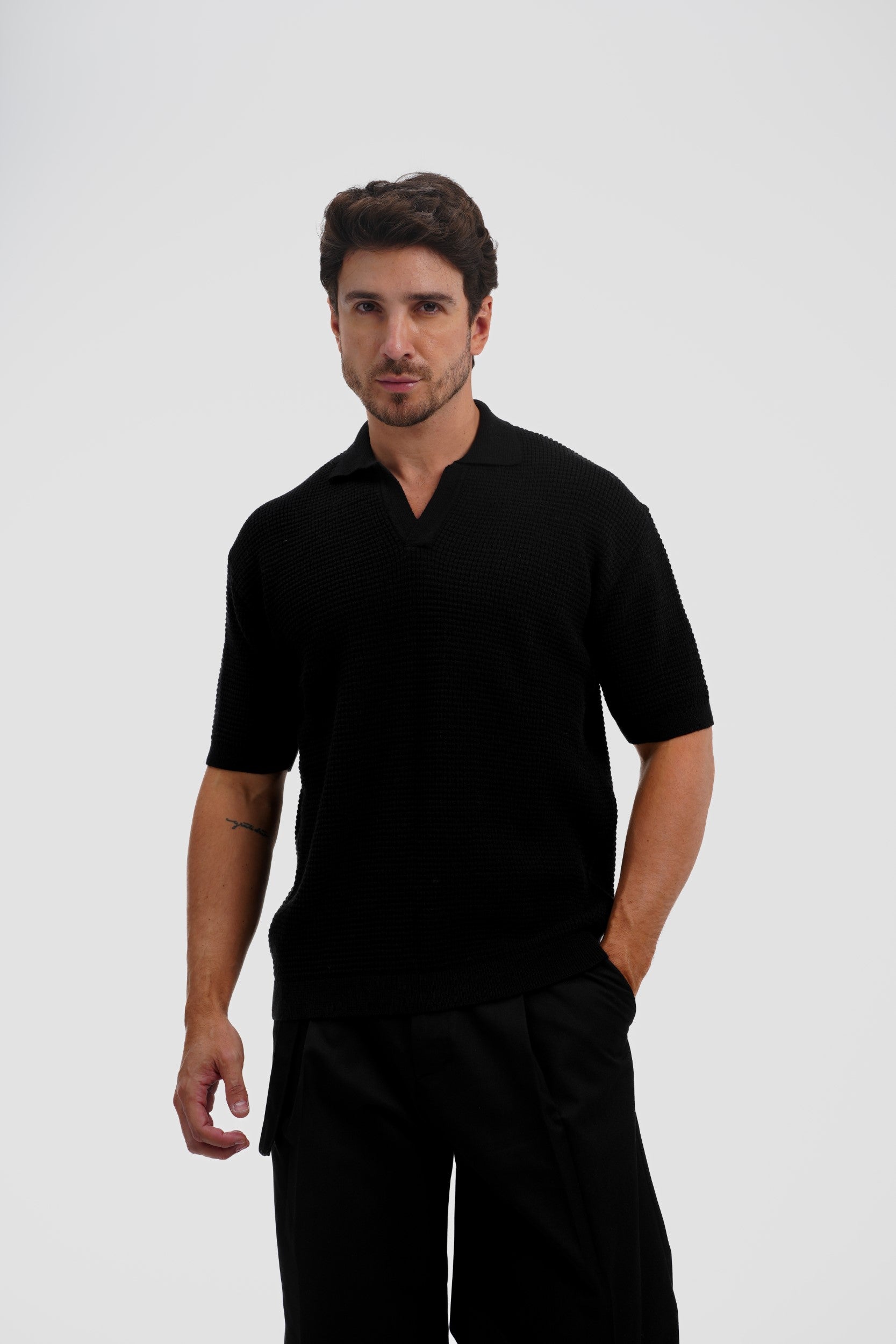 Knitted Polo – Black