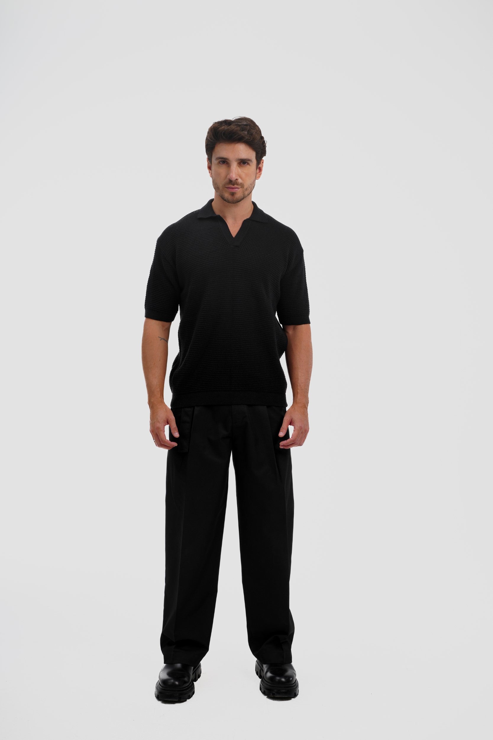 Knitted Polo – Black