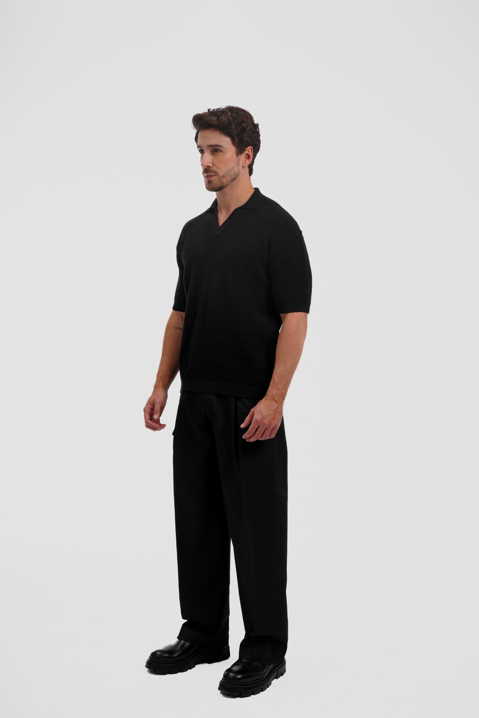 Knitted Polo – Black