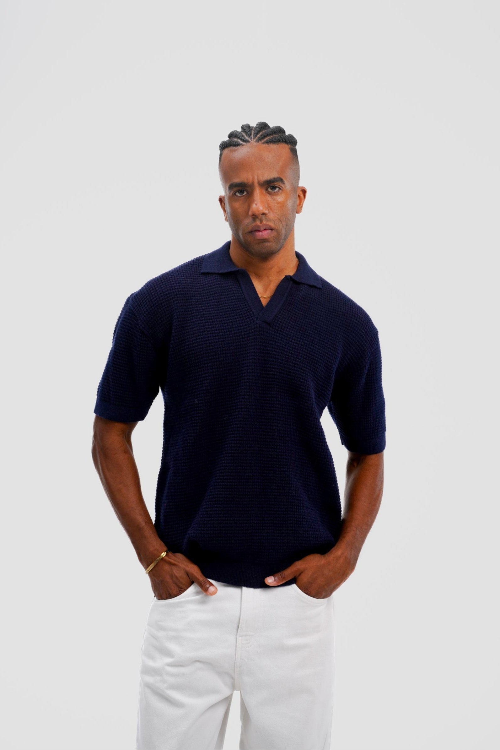 Knitted Polo – Navy Blue