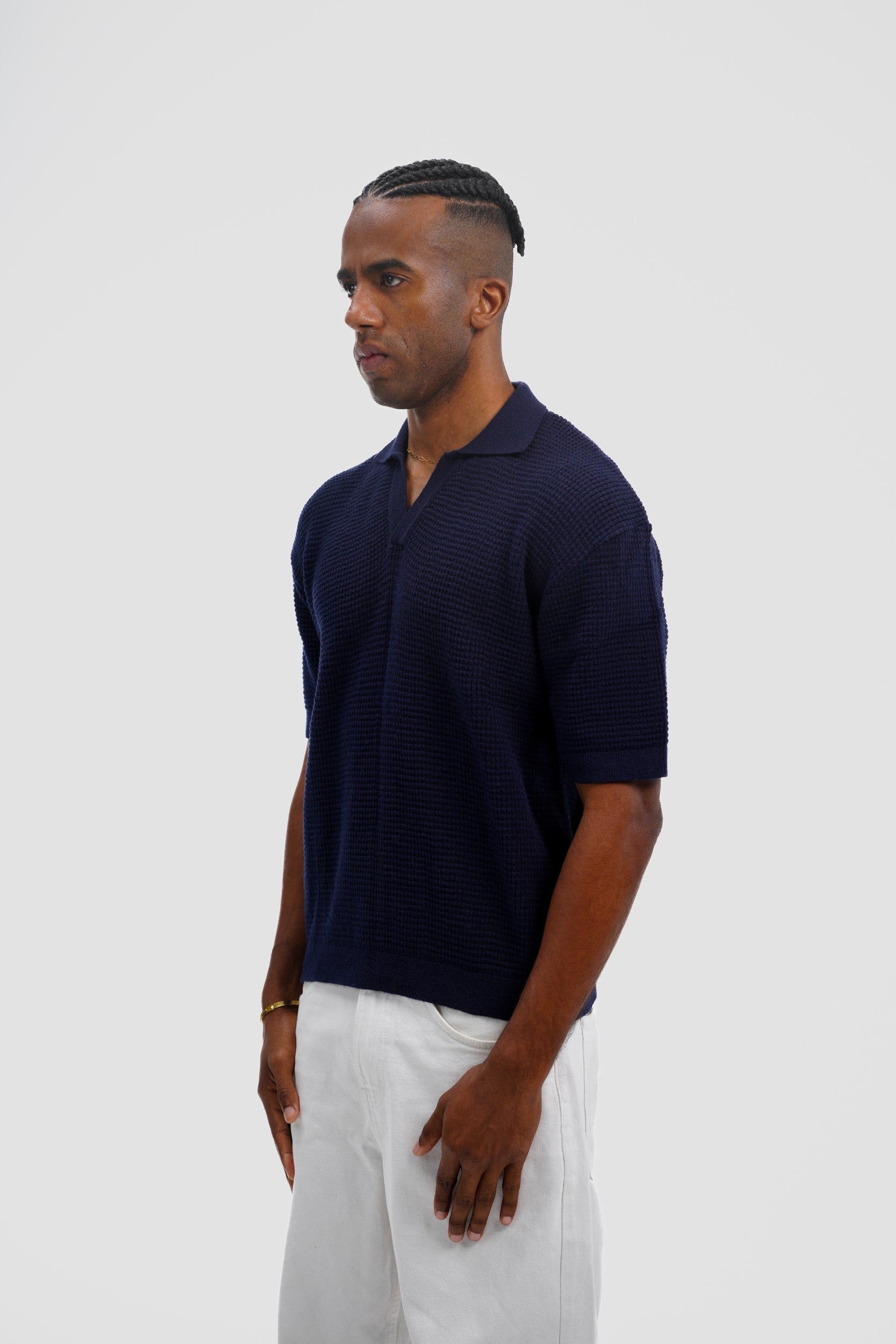 Knitted Polo – Navy Blue