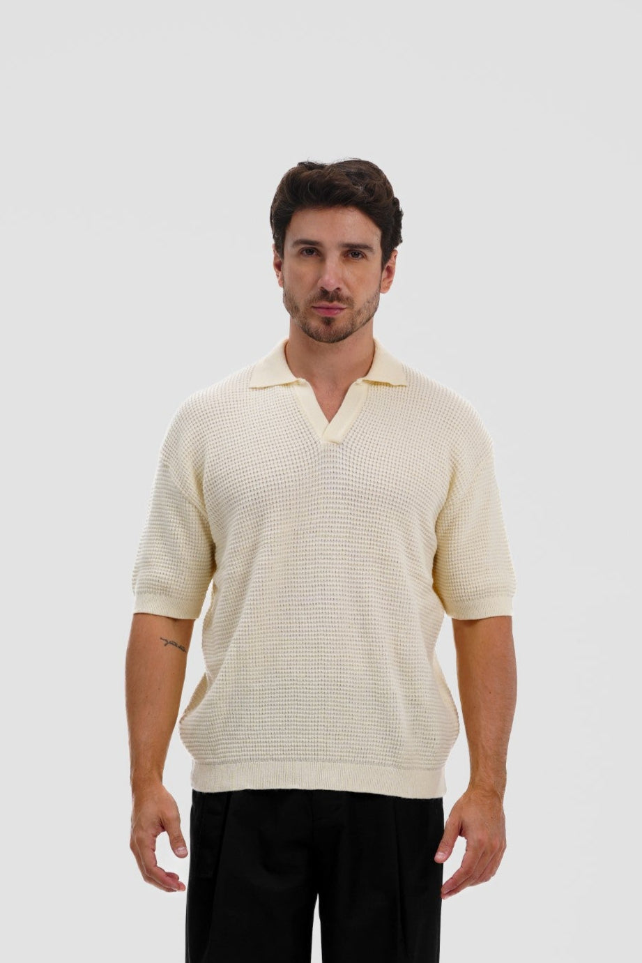 Knitted Polo – Cream White