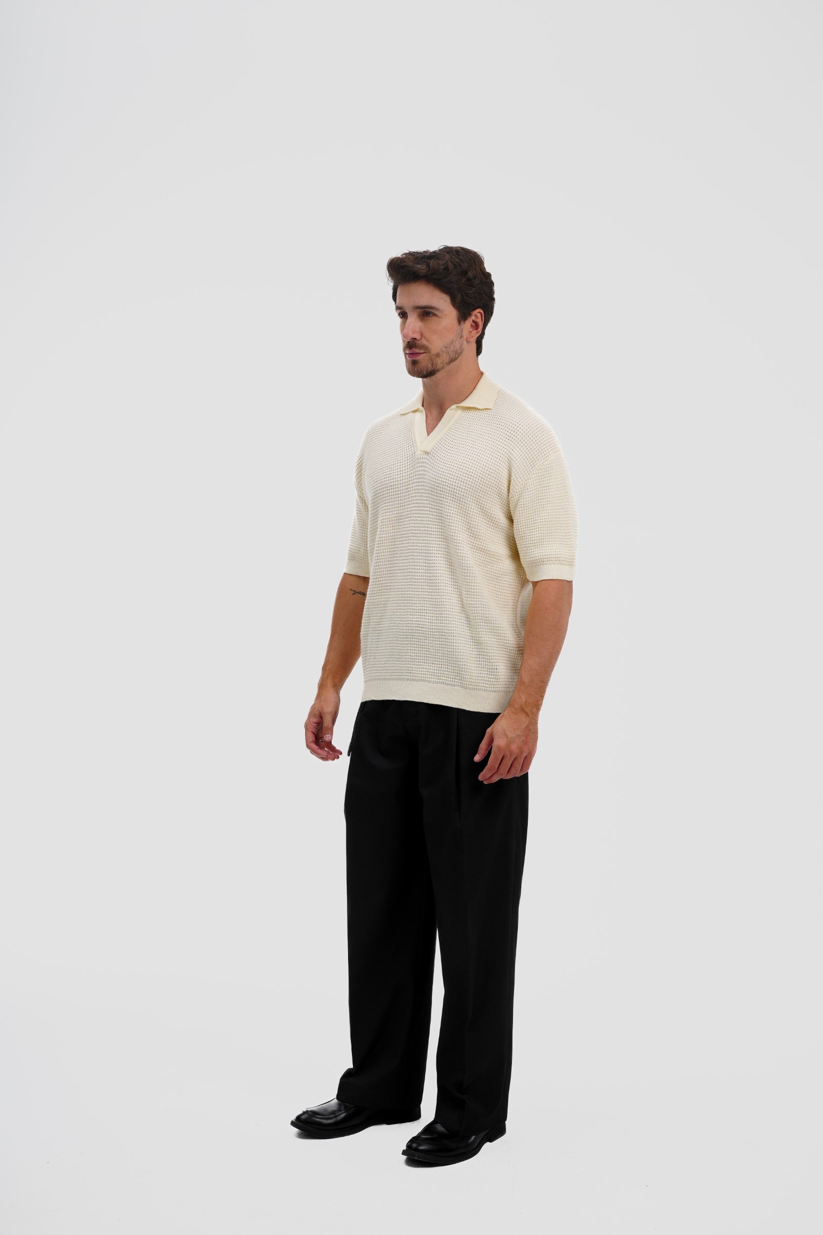 Knitted Polo – Cream White