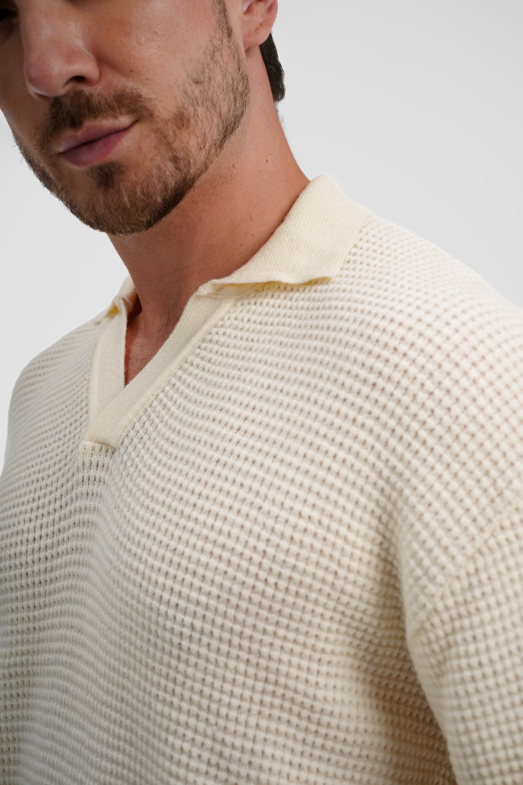 Knitted Polo – Cream White