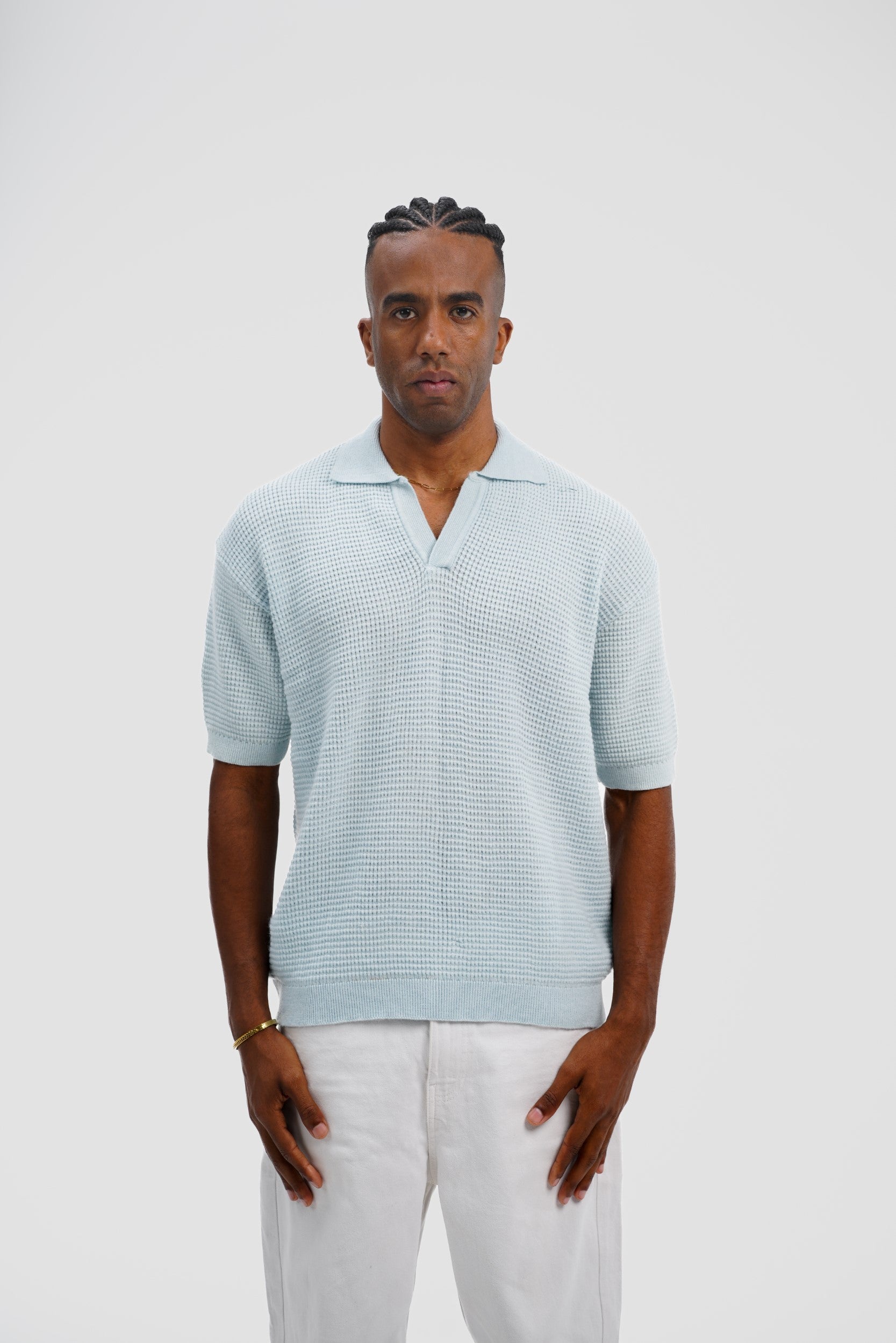 Knitted Polo – Sky Blue