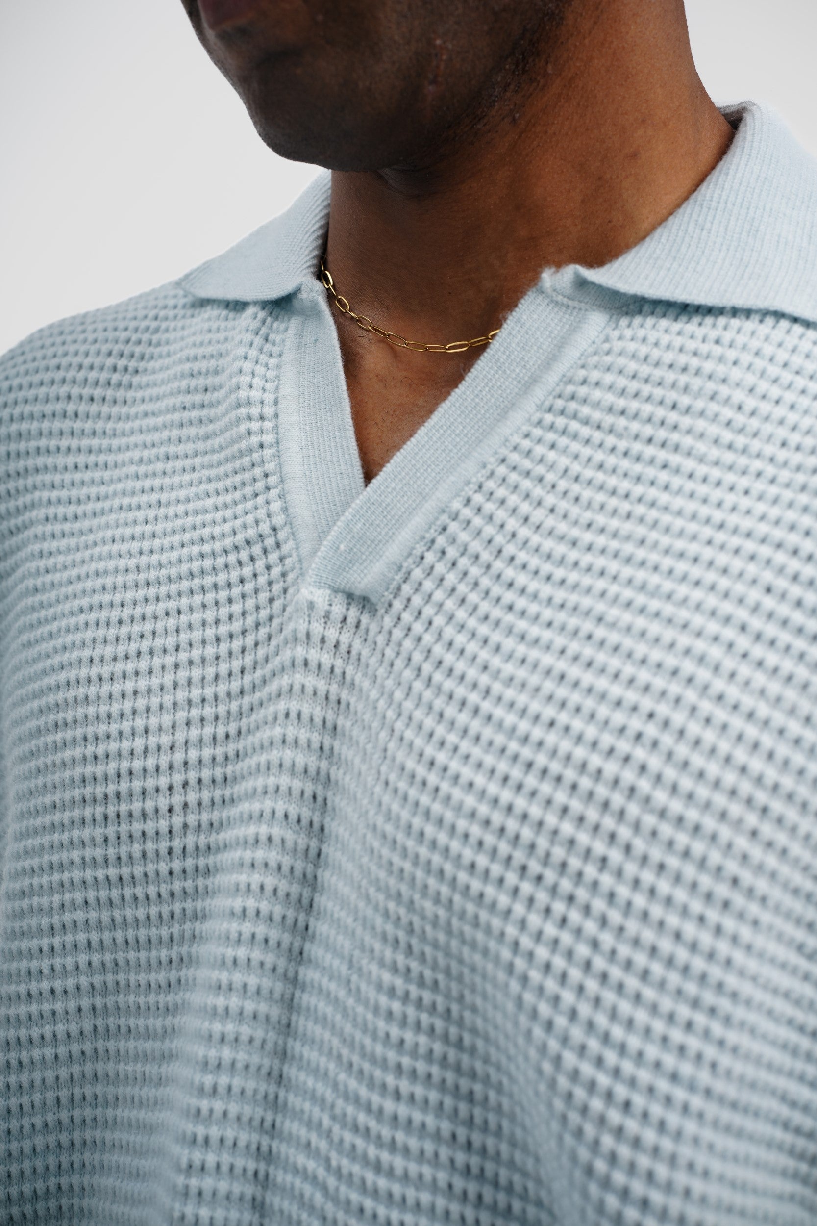 Knitted Polo – Sky Blue