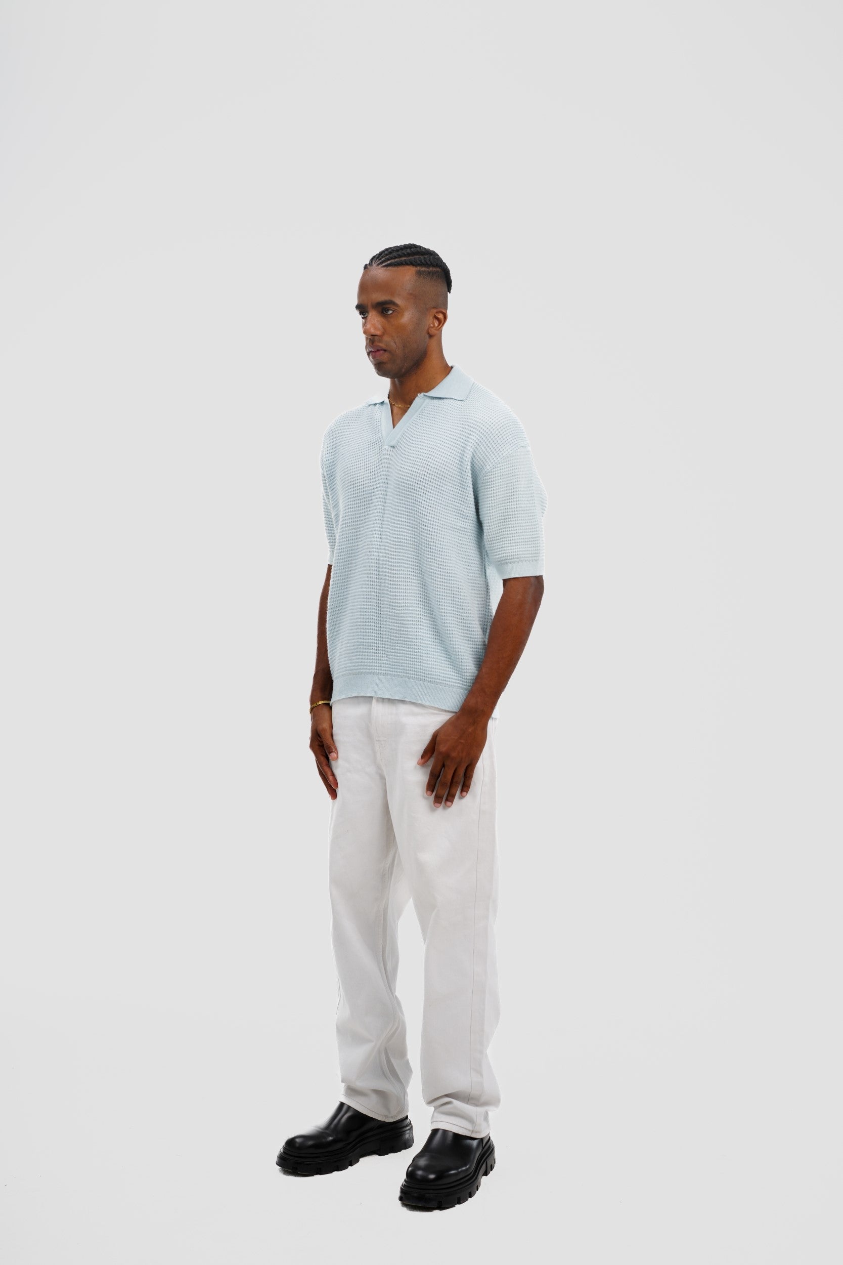 Knitted Polo – Sky Blue