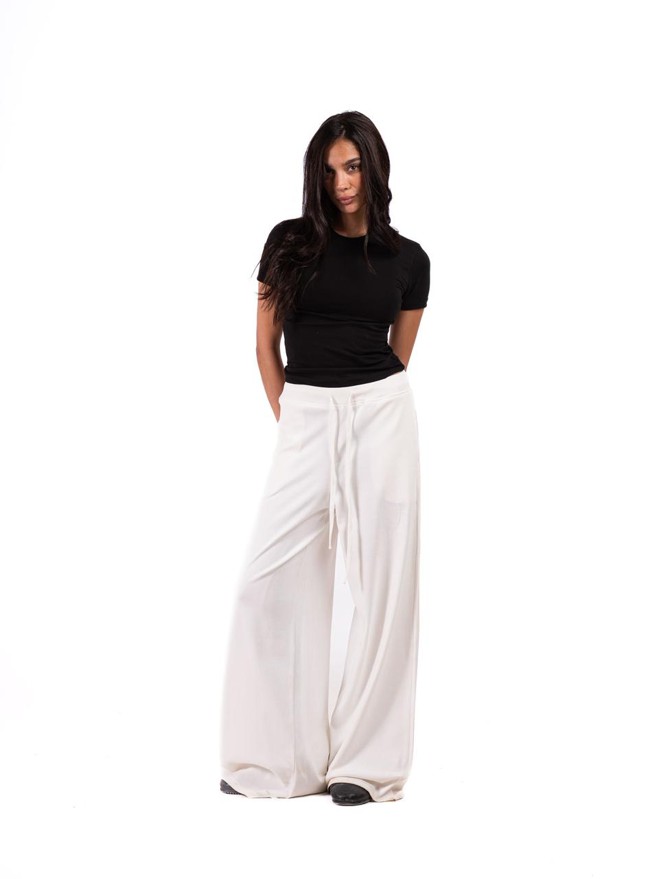 Relaxed Wide Leg Pants -OFF/White