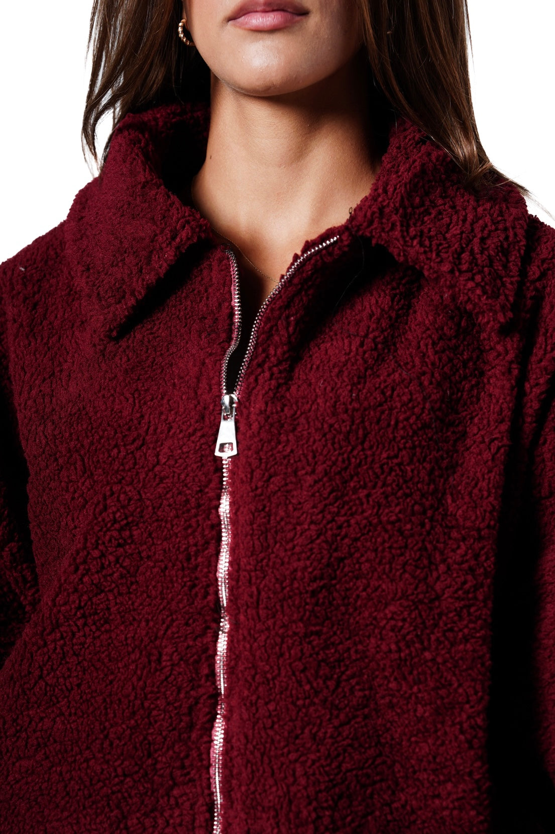 Fur bomber jacket - Burgundy