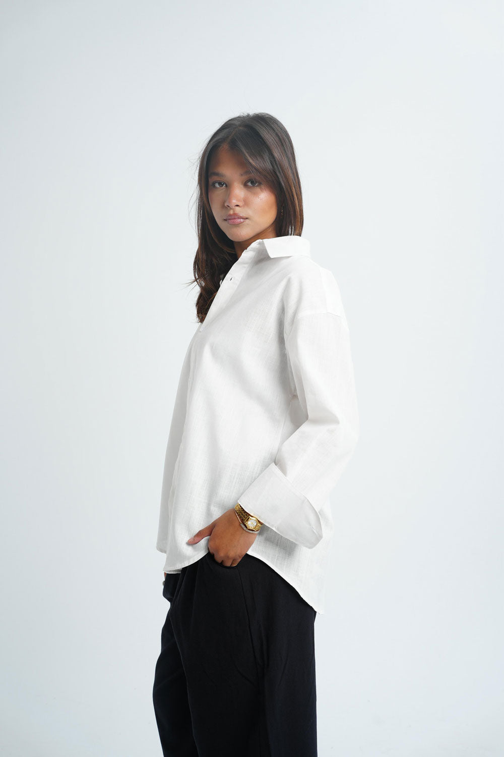 Long Sleeve linen Shirt - Off white