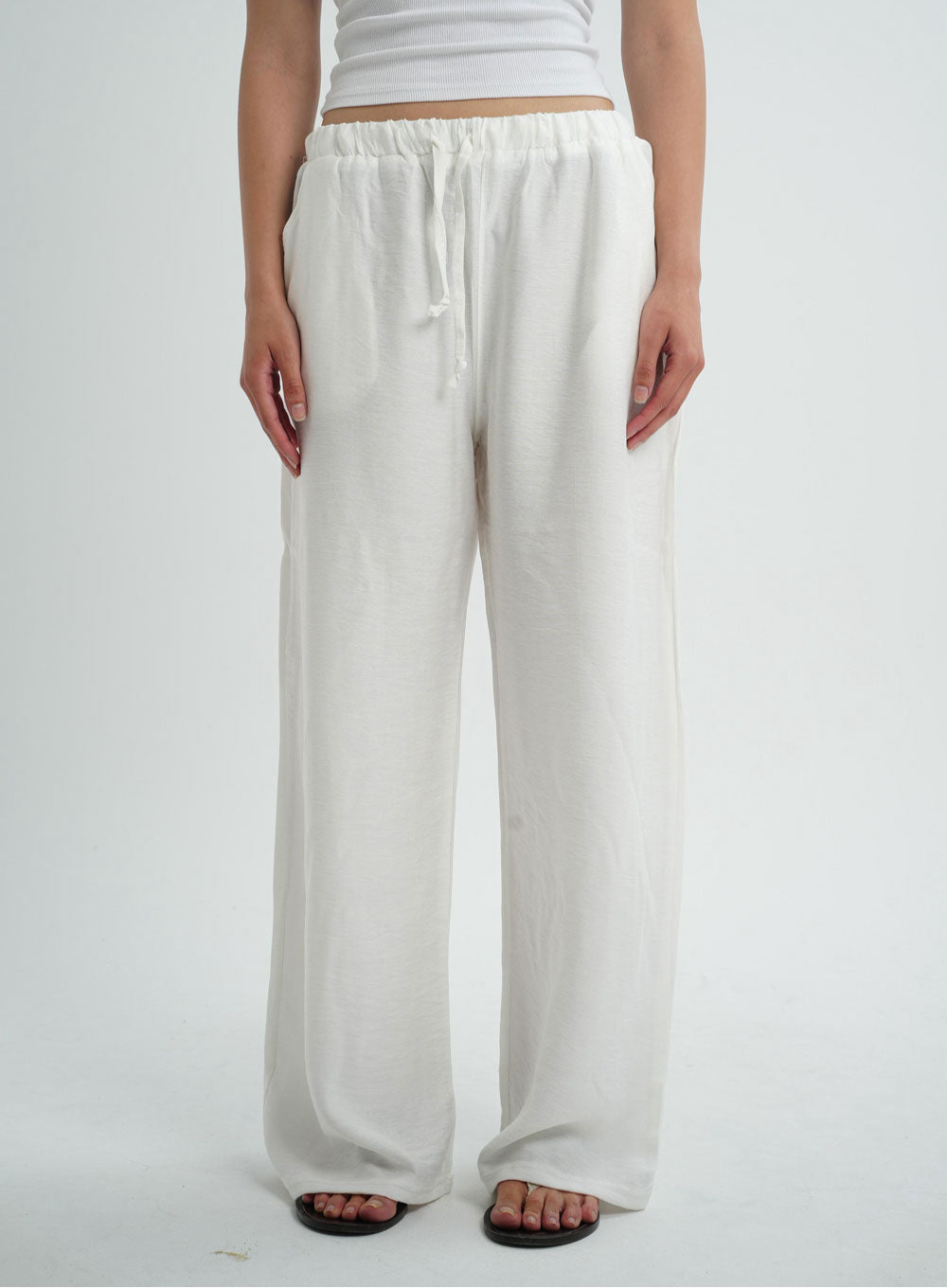 Baggy Linen Pants - White