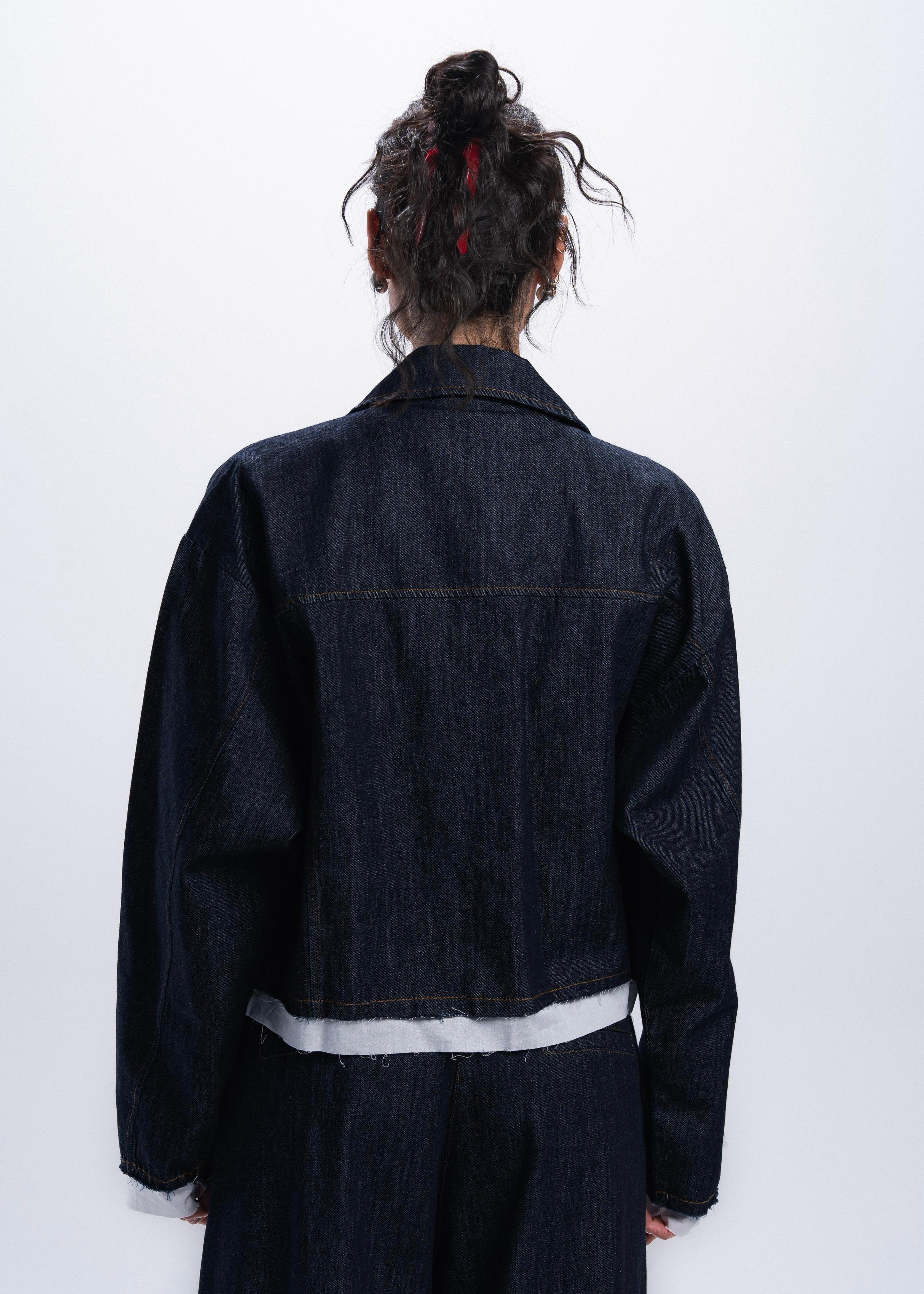 Denim Shirt with unfinished Poplin