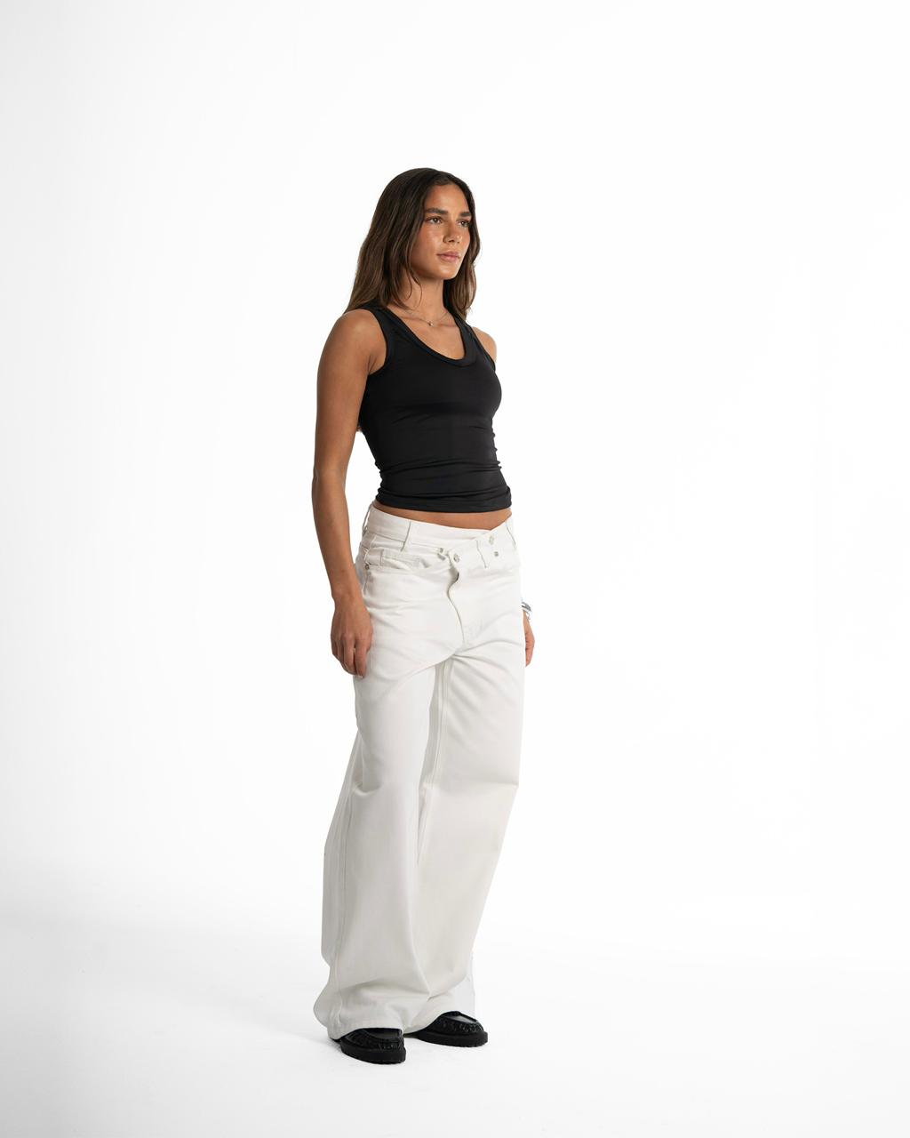 Cross-over waist wide leg jeans
- Off-White