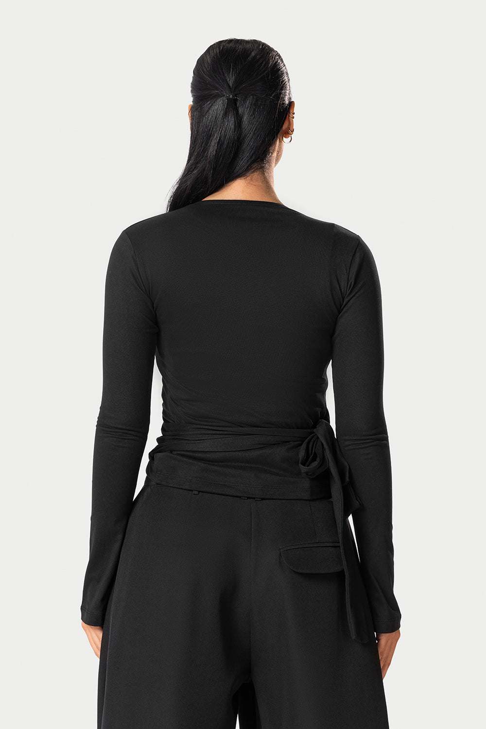 Cotton Wrap Top – Black – photo 4