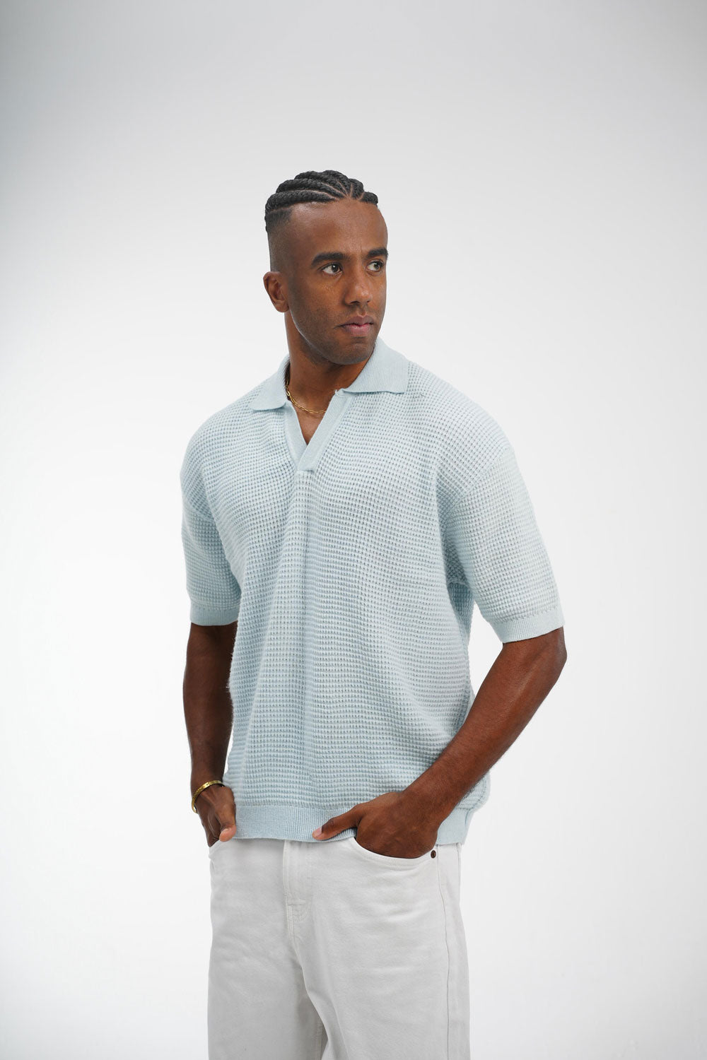 Knitted Polo – Sky Blue