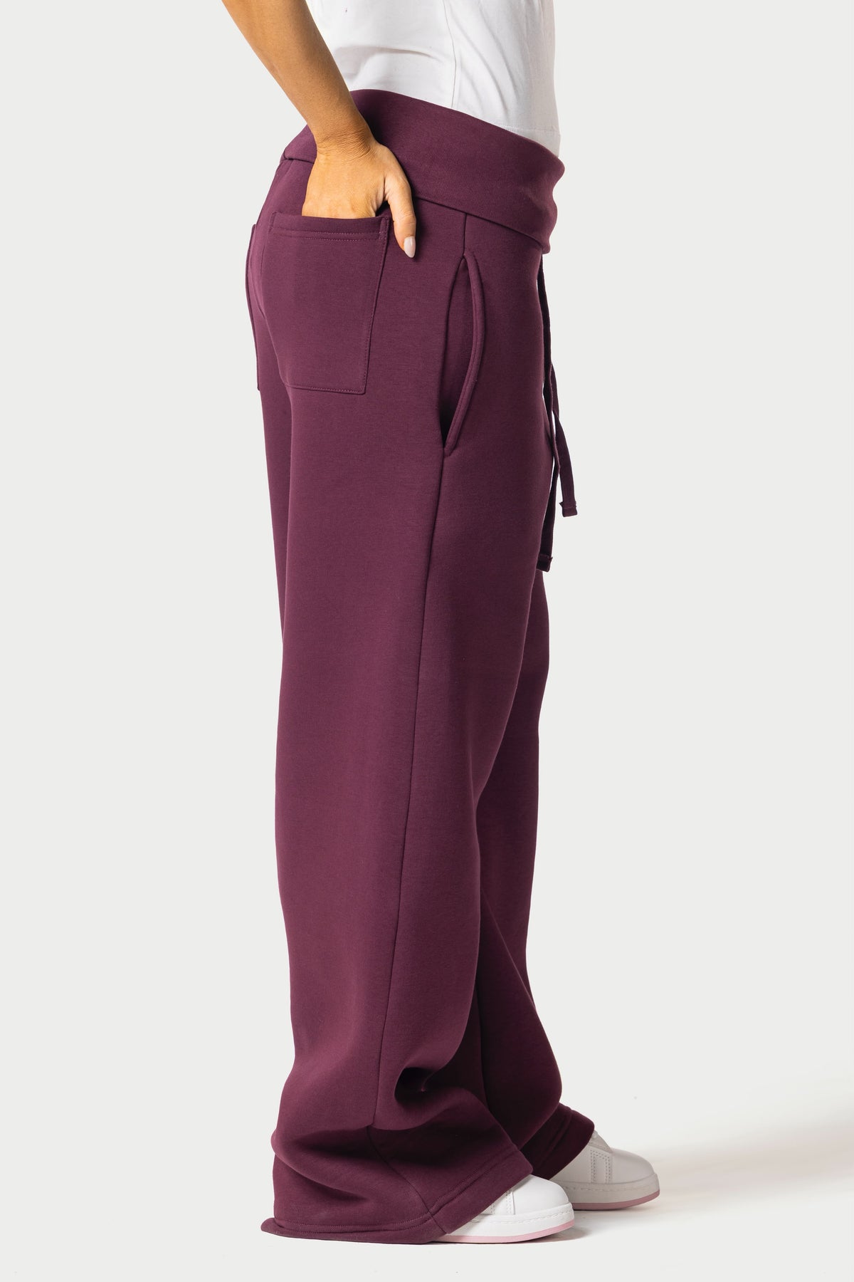 Fold Over Wide Leg Sweatpants – burgundy – photo 7
