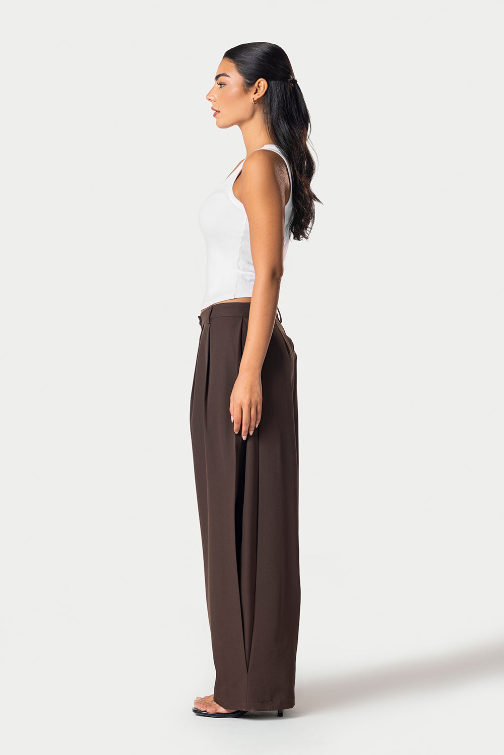 Side Pleated Trousers – Brown – photo 5