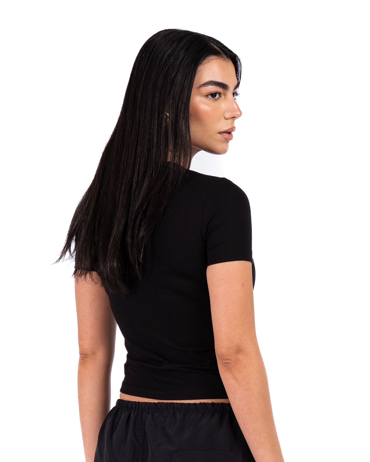 Short Sleeve Round Top - Black