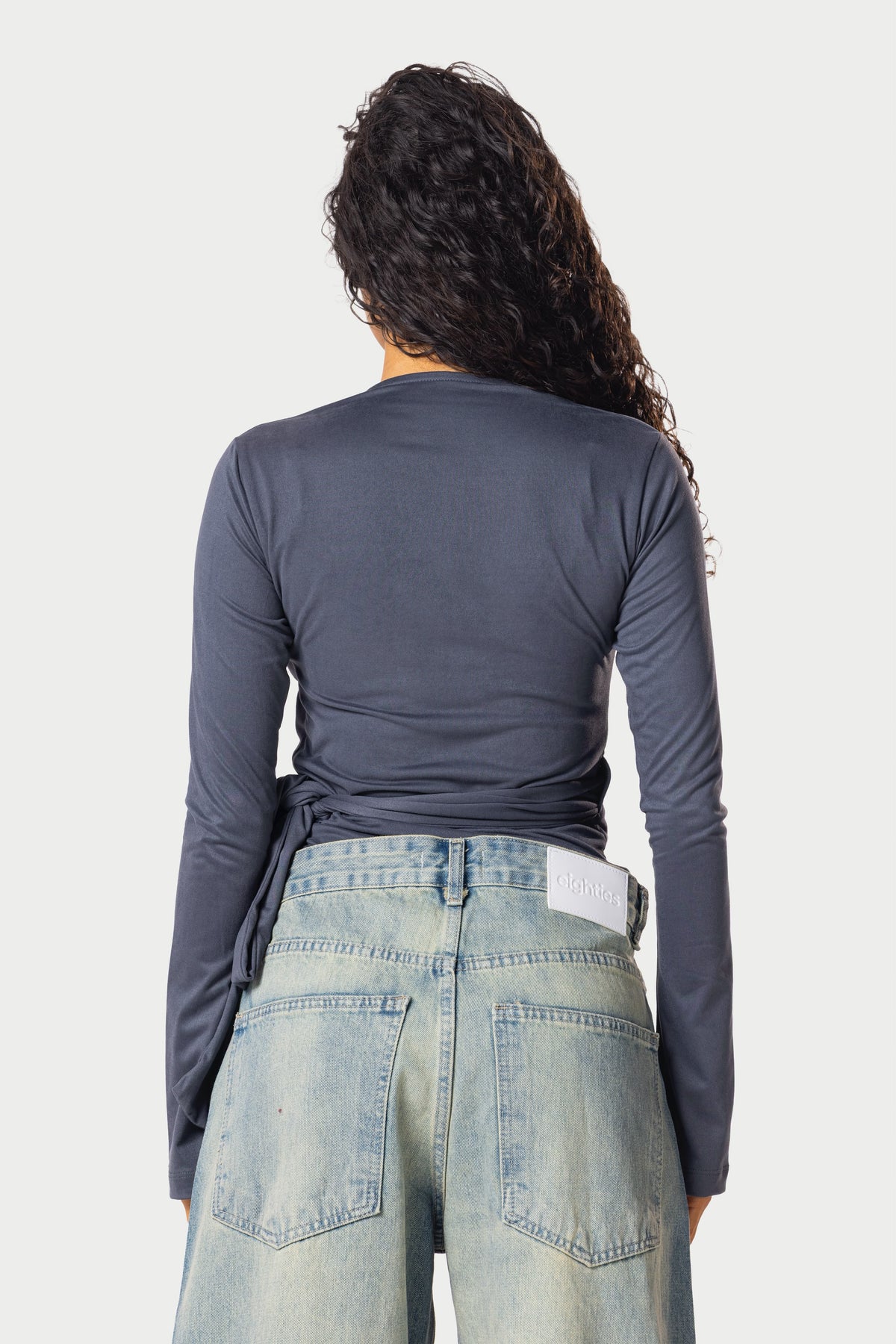Cotton Wrap Top – Grey – photo 3