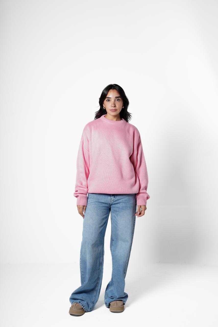 Basic knitted sweater - pink