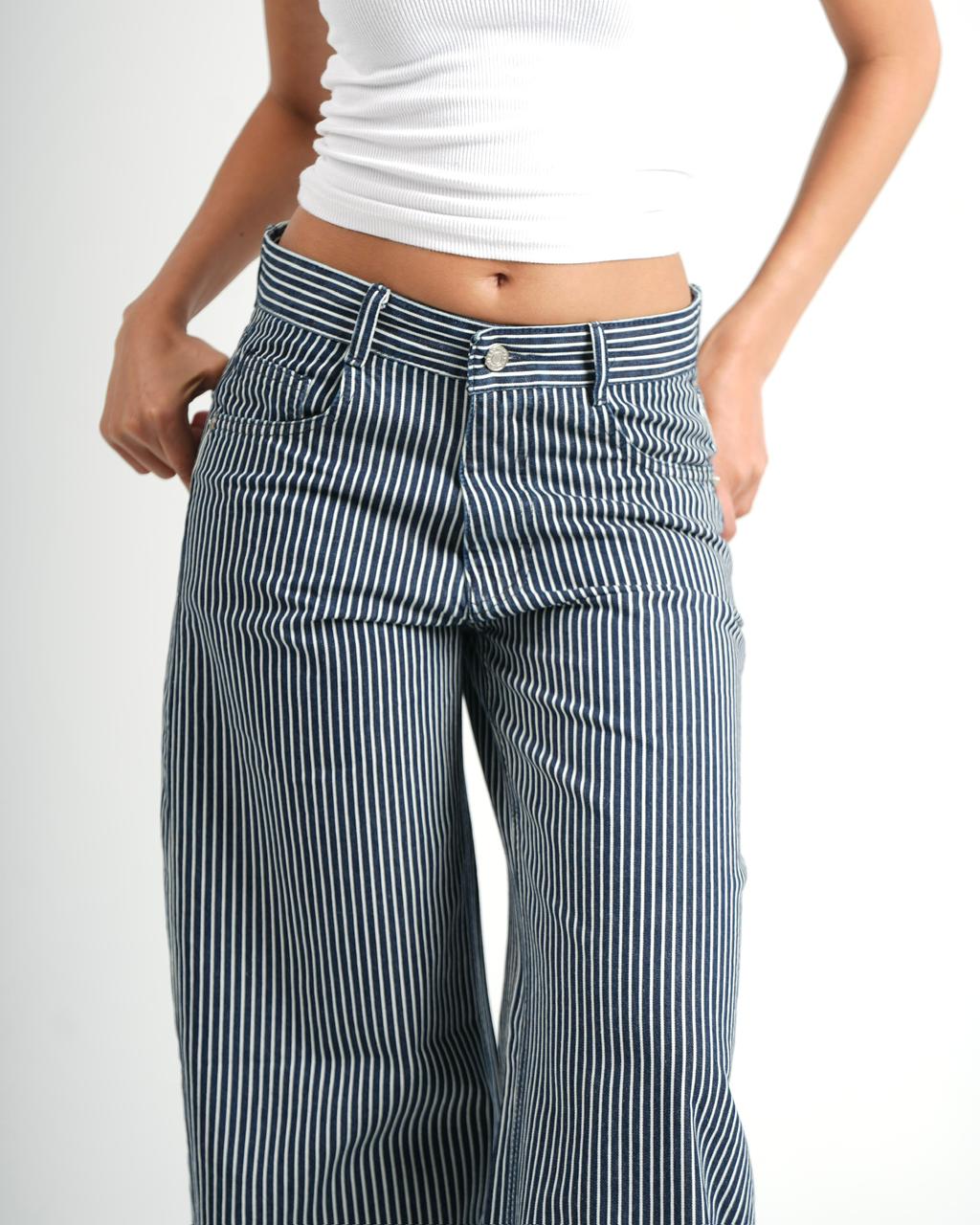 Striped Wide leg jeans - midnight