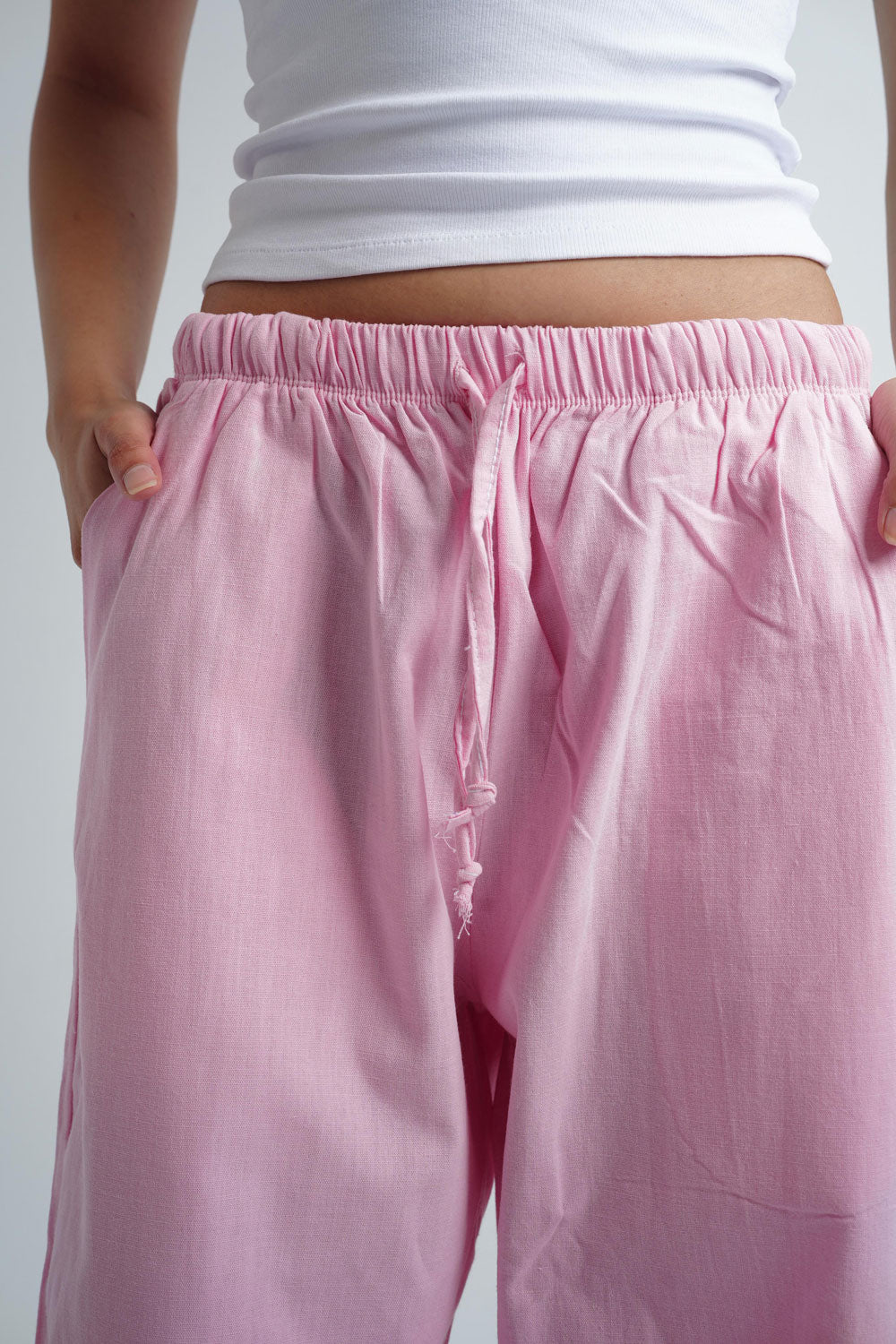 Wide-leg linen trousers - Pink