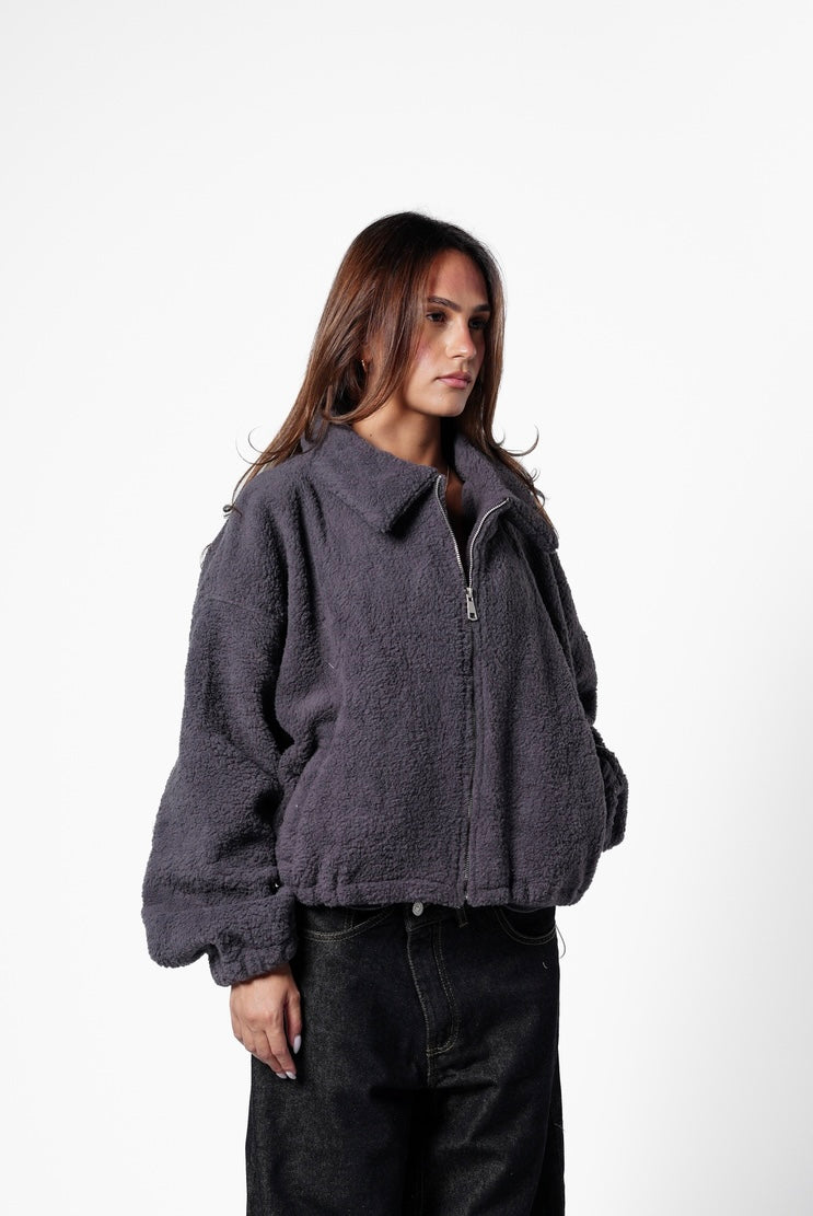 Fur bomber jacket - grey