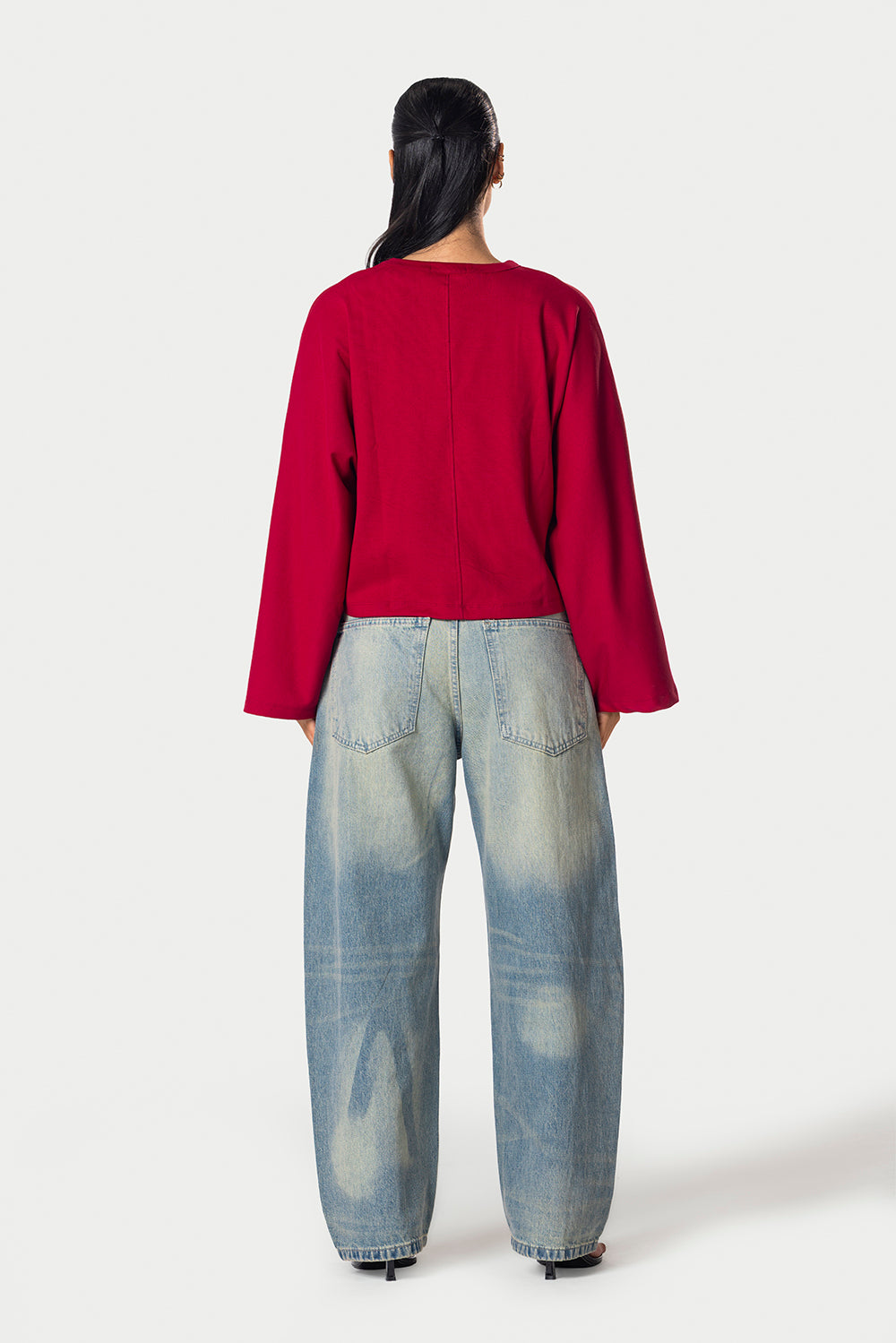 Wide Sleeve Cotton Tee – Red – photo 8