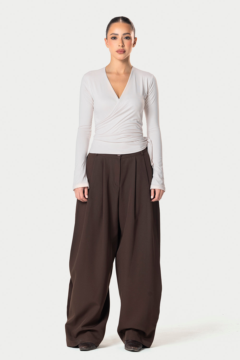Cotton Wrap Top – Off white – photo 4