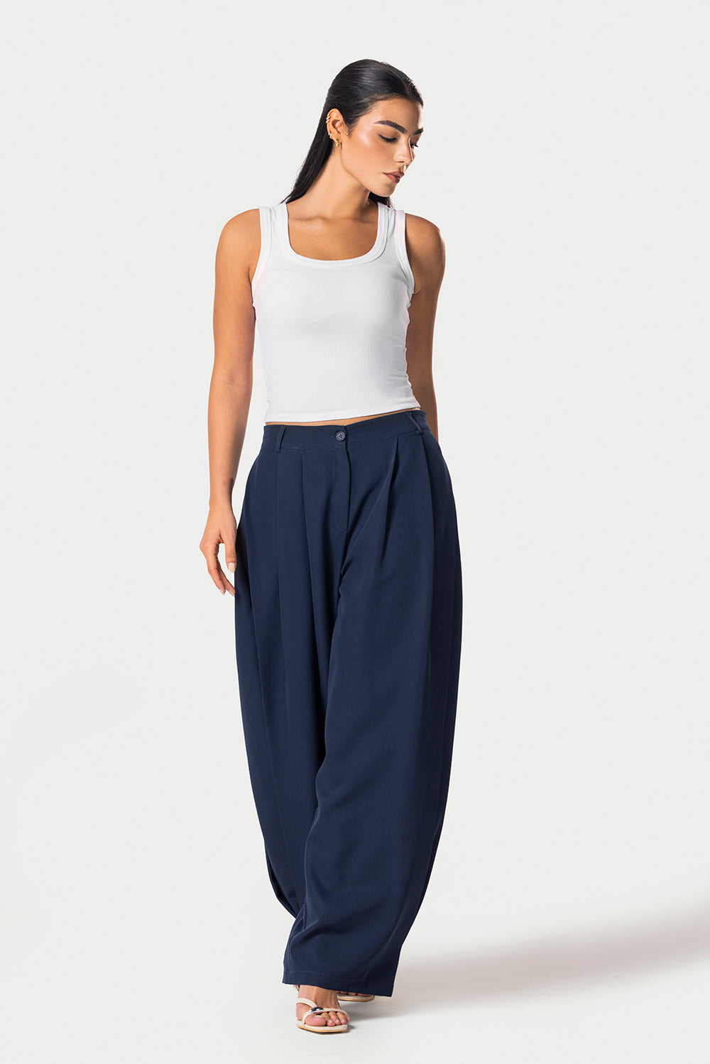 Side Pleated Trousers – Dark Blue – photo 2