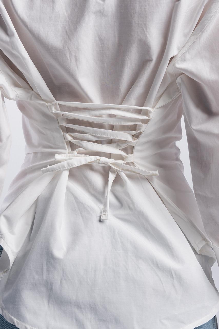 Back Tie Poplin Shirt - off white