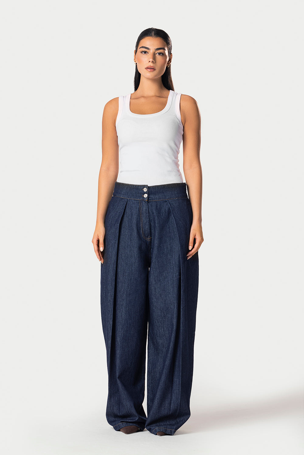 Balloon pleated jeans – Blue raw | Eighties