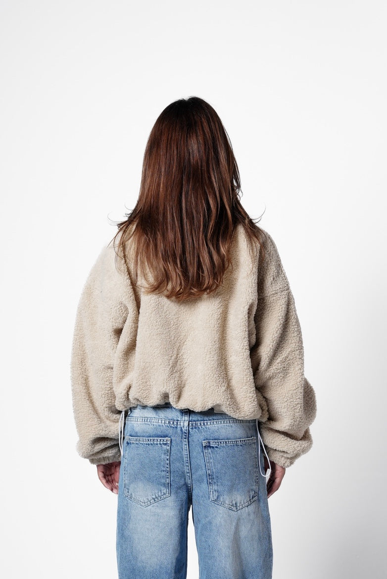 Fur bomber jacket - beige