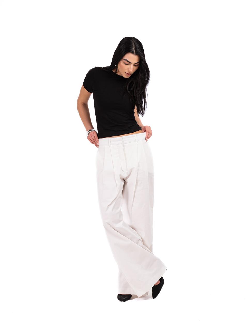 Pleated Gabardine Trousers - Offwhite