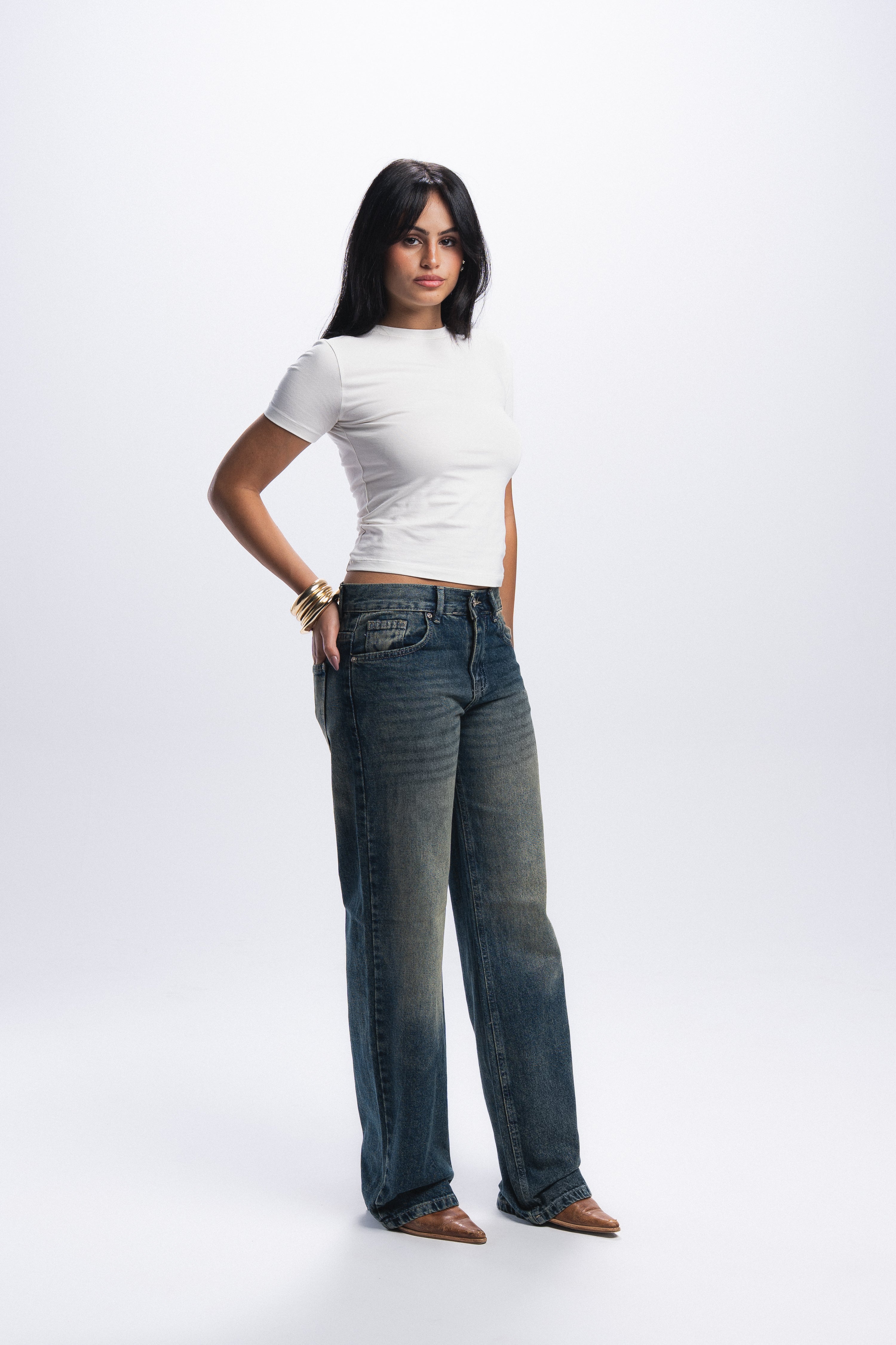 Straight Leg Jeans-Vintage Blue