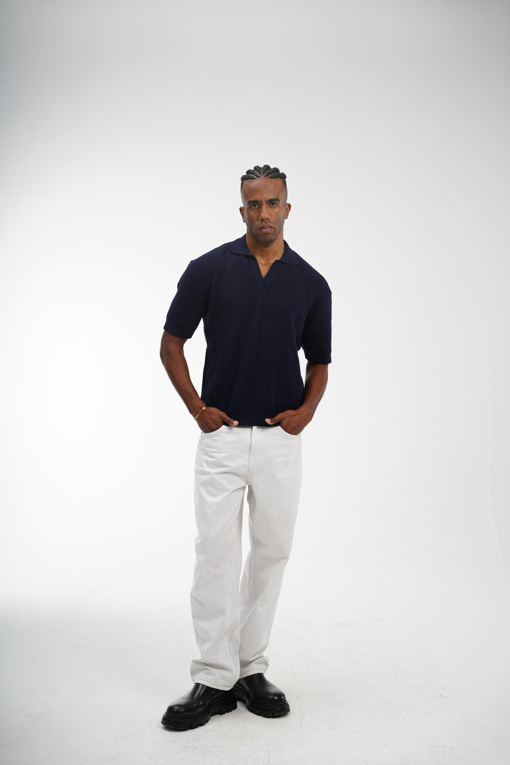 Knitted Polo – Navy Blue