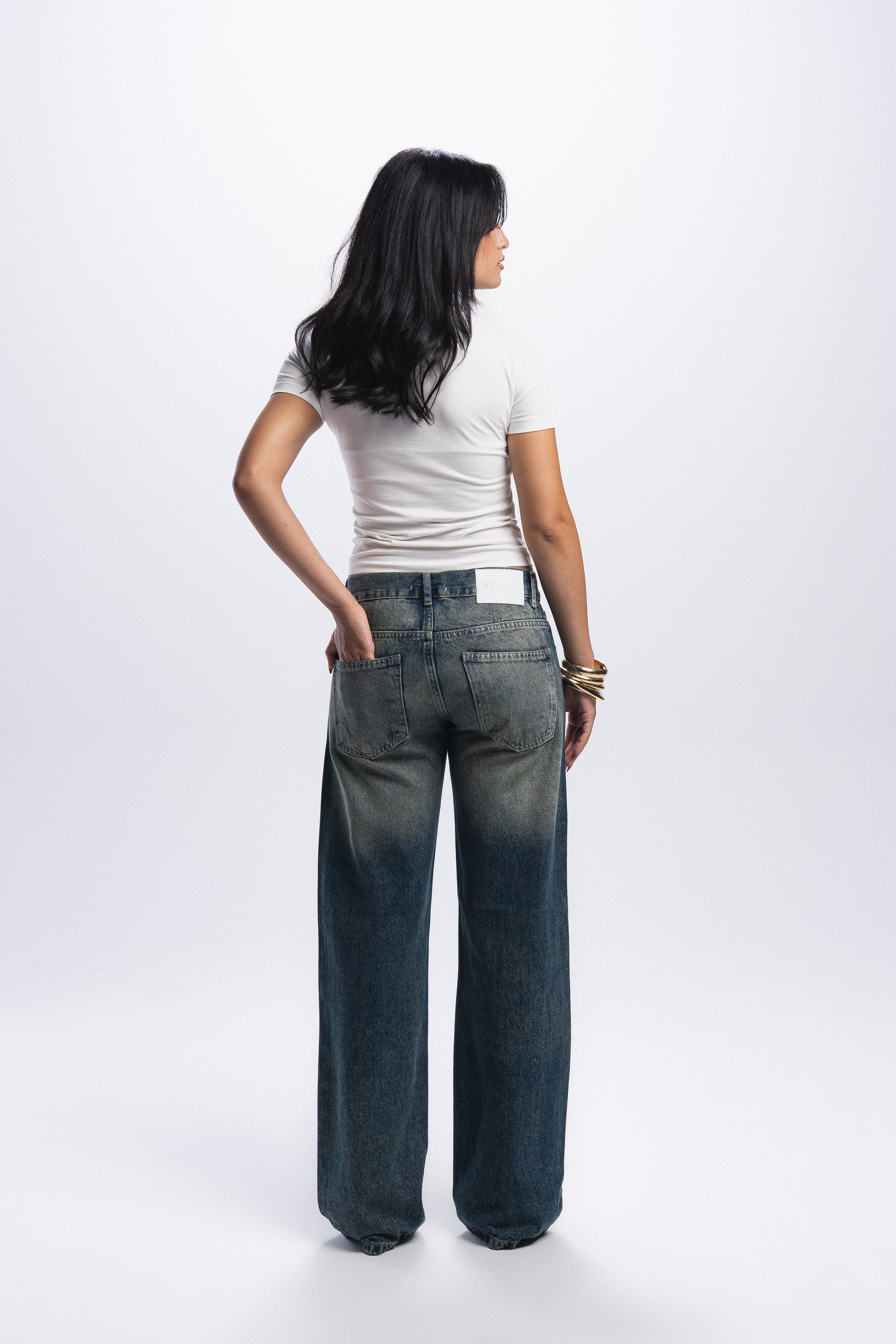 Straight Leg Jeans-Vintage Blue
