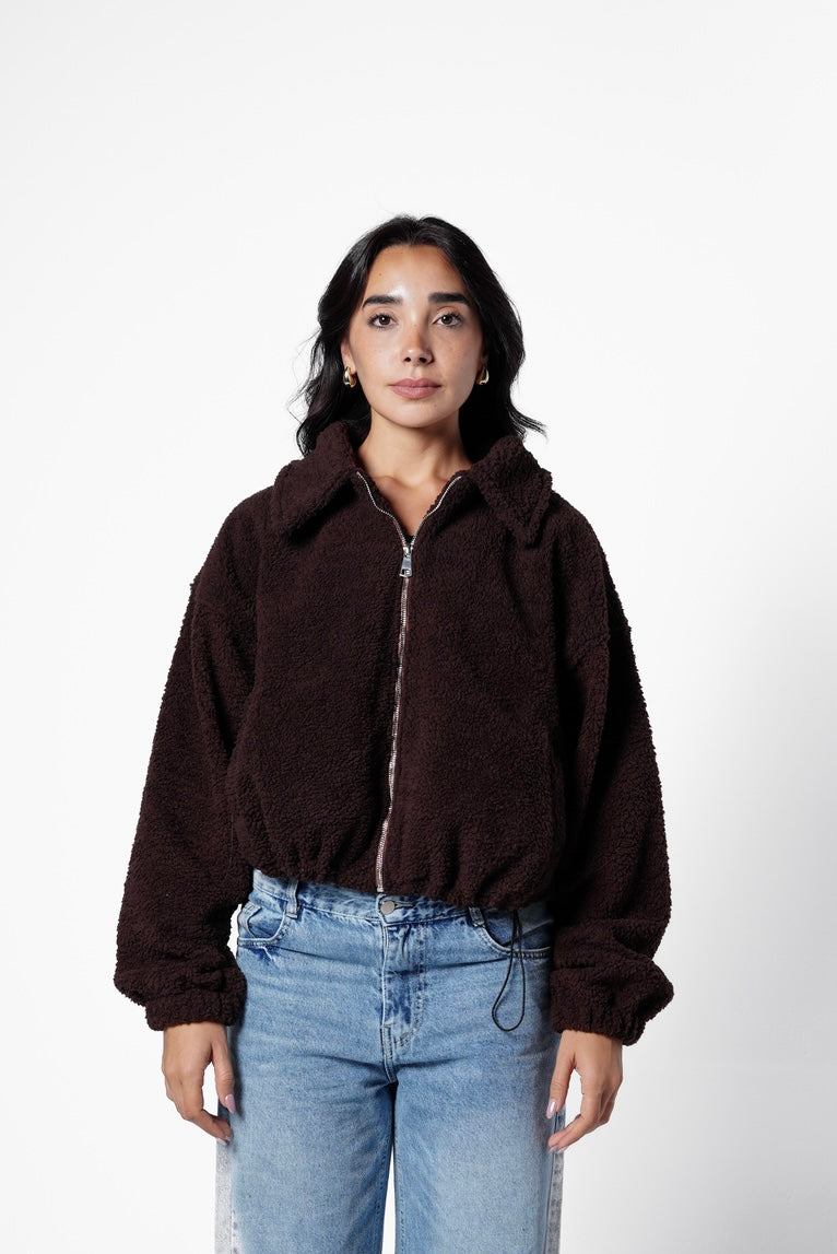 Fur bomber jacket - brown