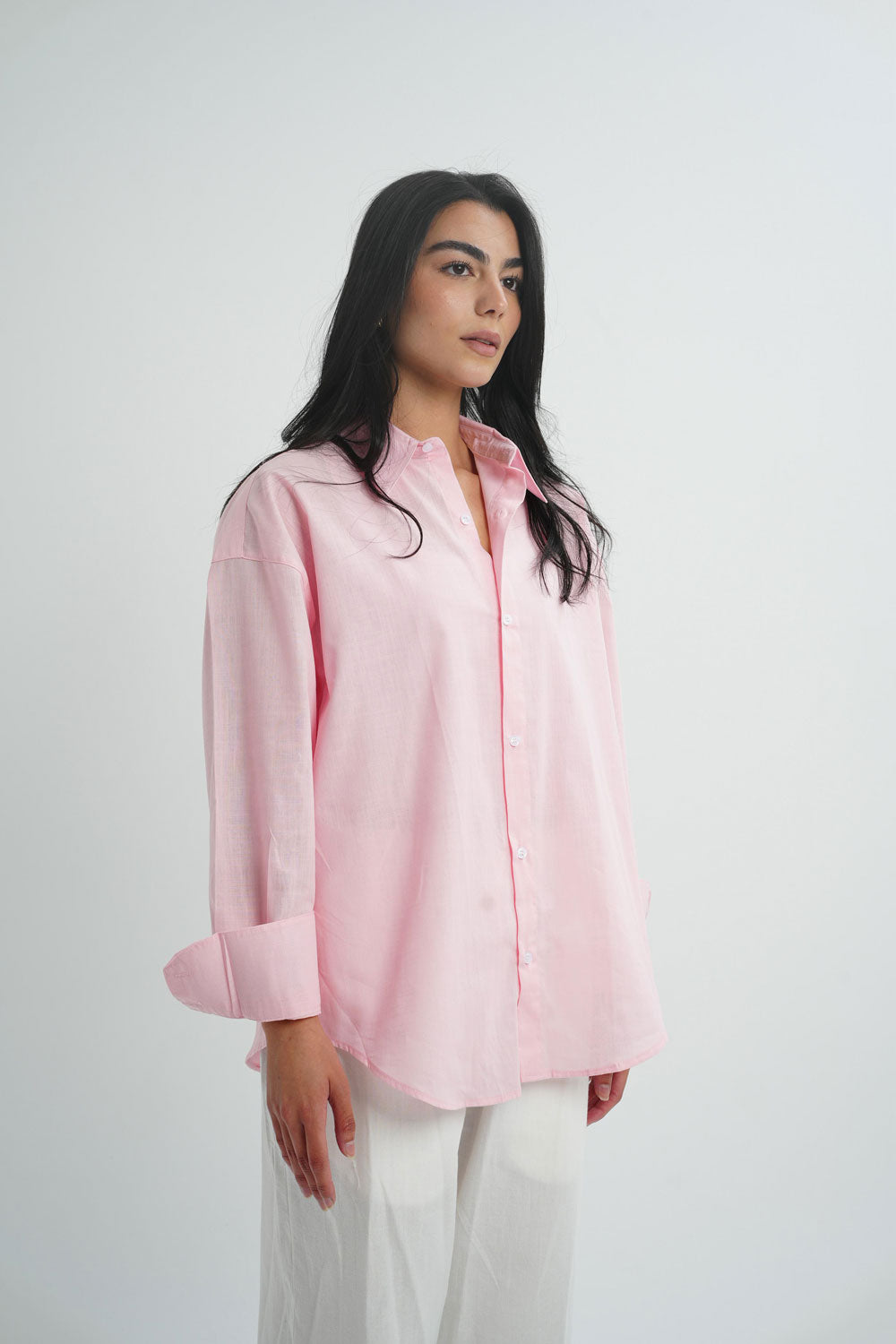 Long sleeve linen shirt - Pink