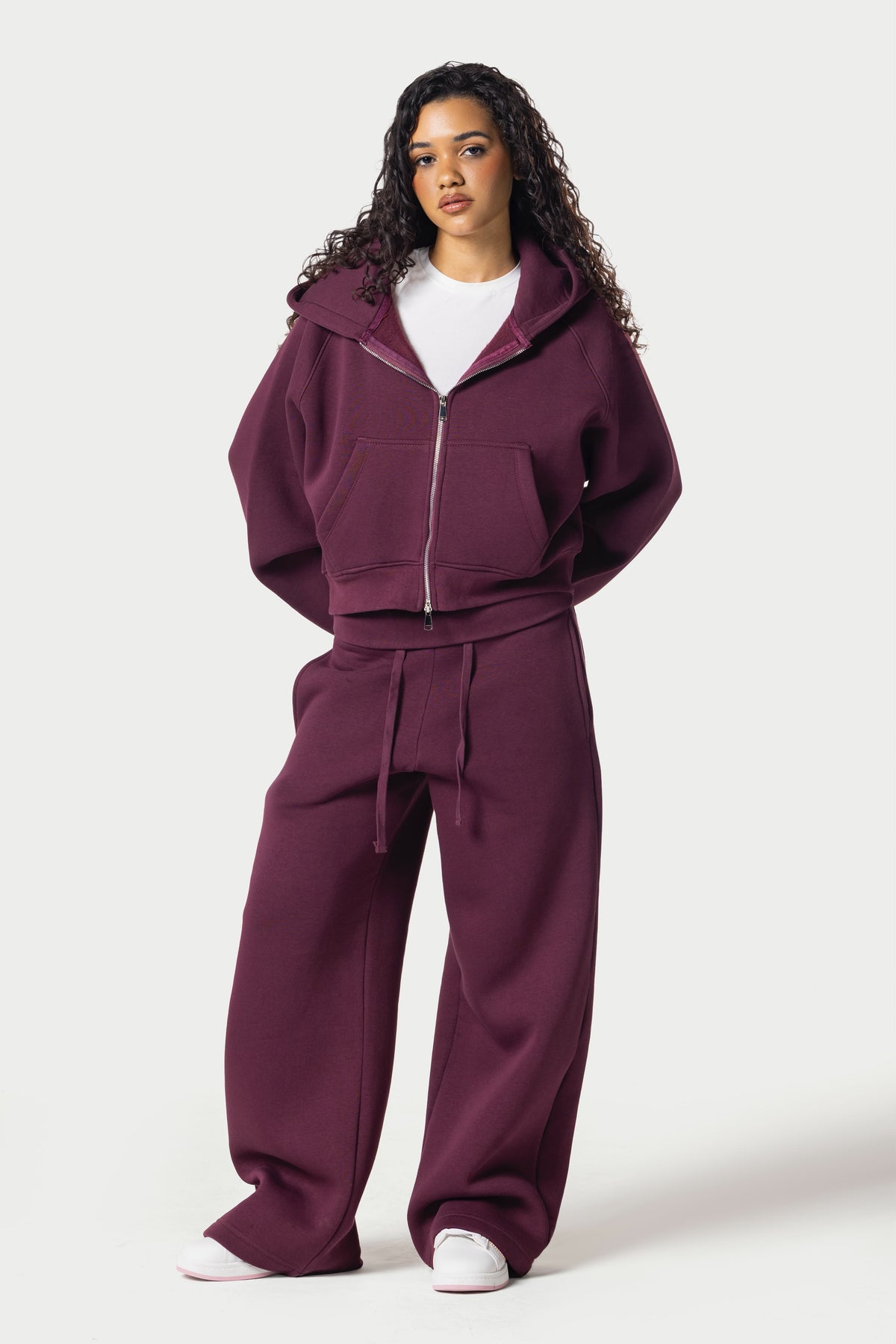 Fold Over Wide Leg Sweatpants – burgundy – photo 9