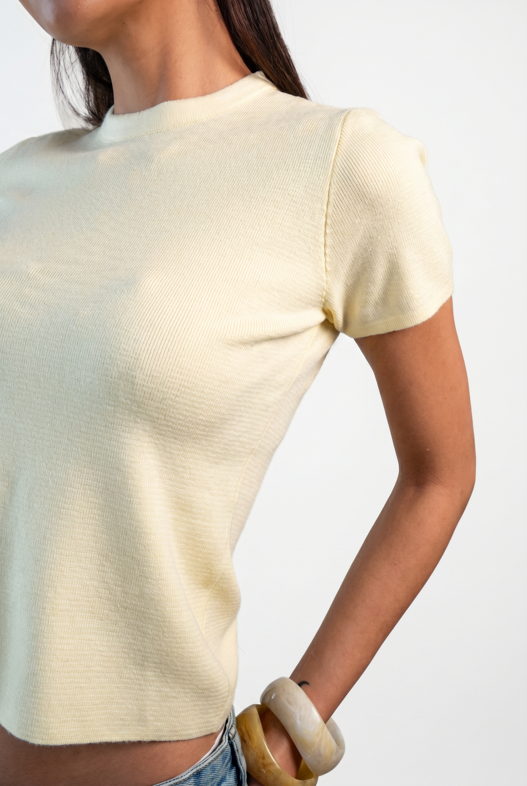 Soft Touch Round Knit Top - butter yellow