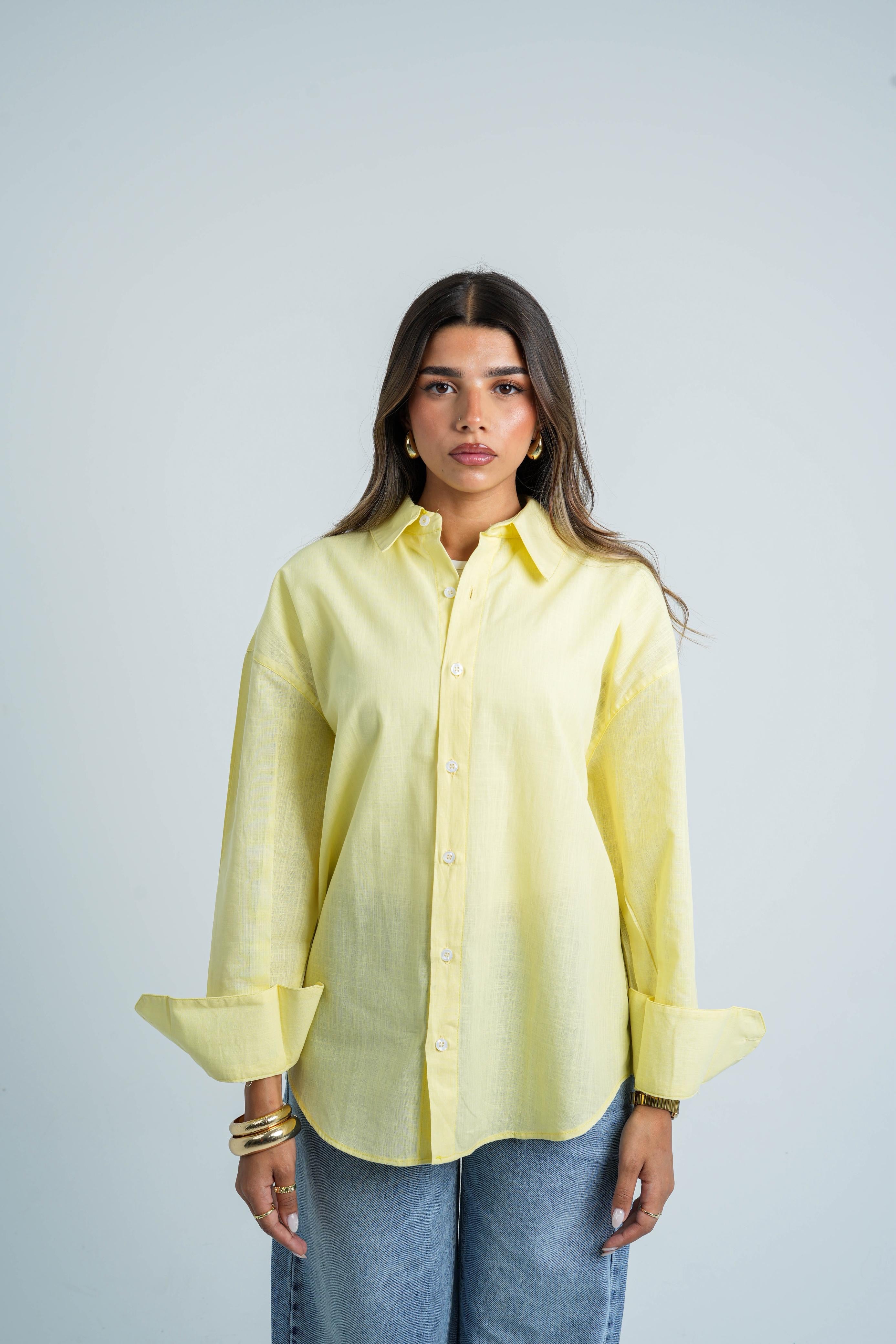 Long Sleeve Linen Shirt- Buttery Yellow