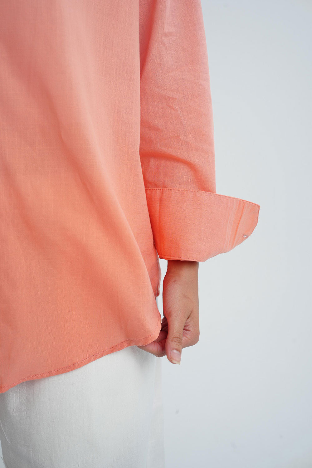 Long sleeve linen shirt - Orange